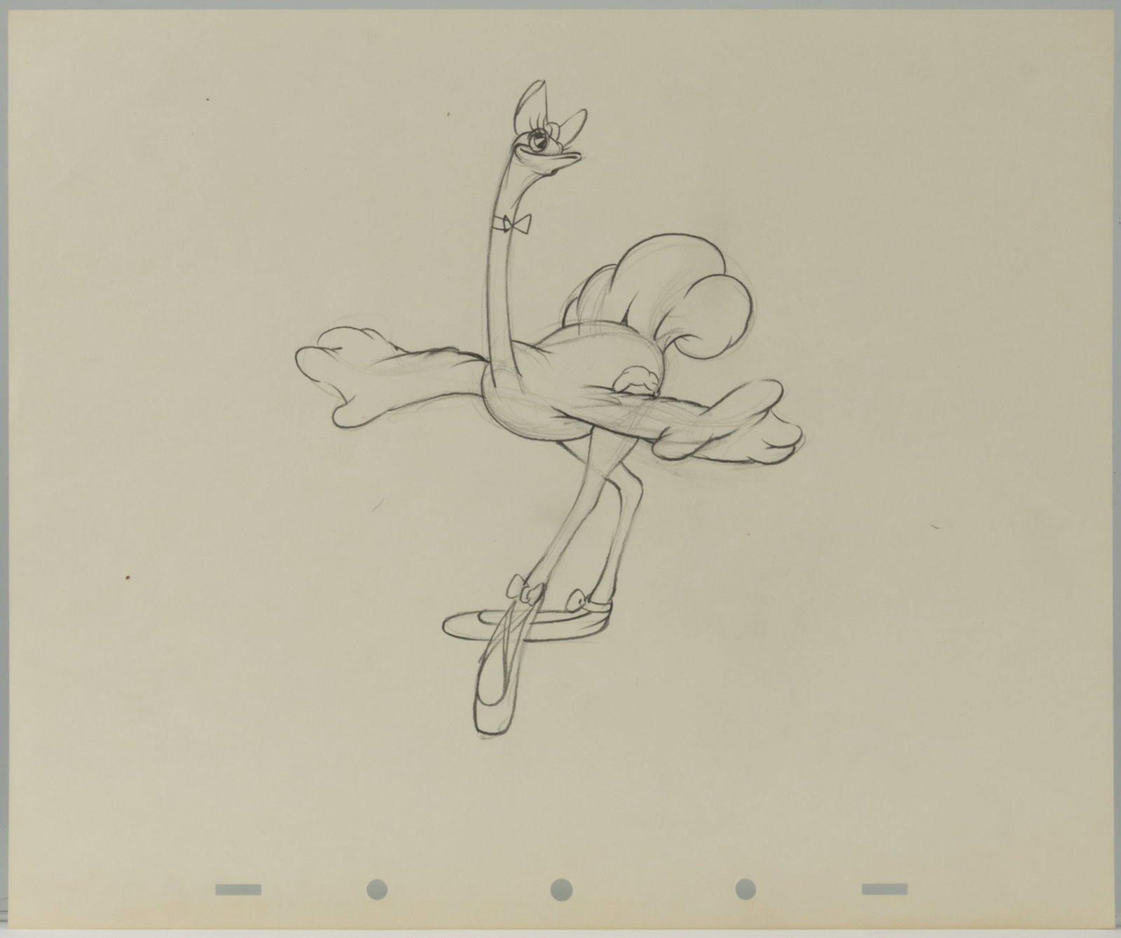 WALT DISNEY OSTRICH ORIGINAL PENCIL ANIMATION DRAWING FROM "FANTASIA" (1940) (1 of 2)