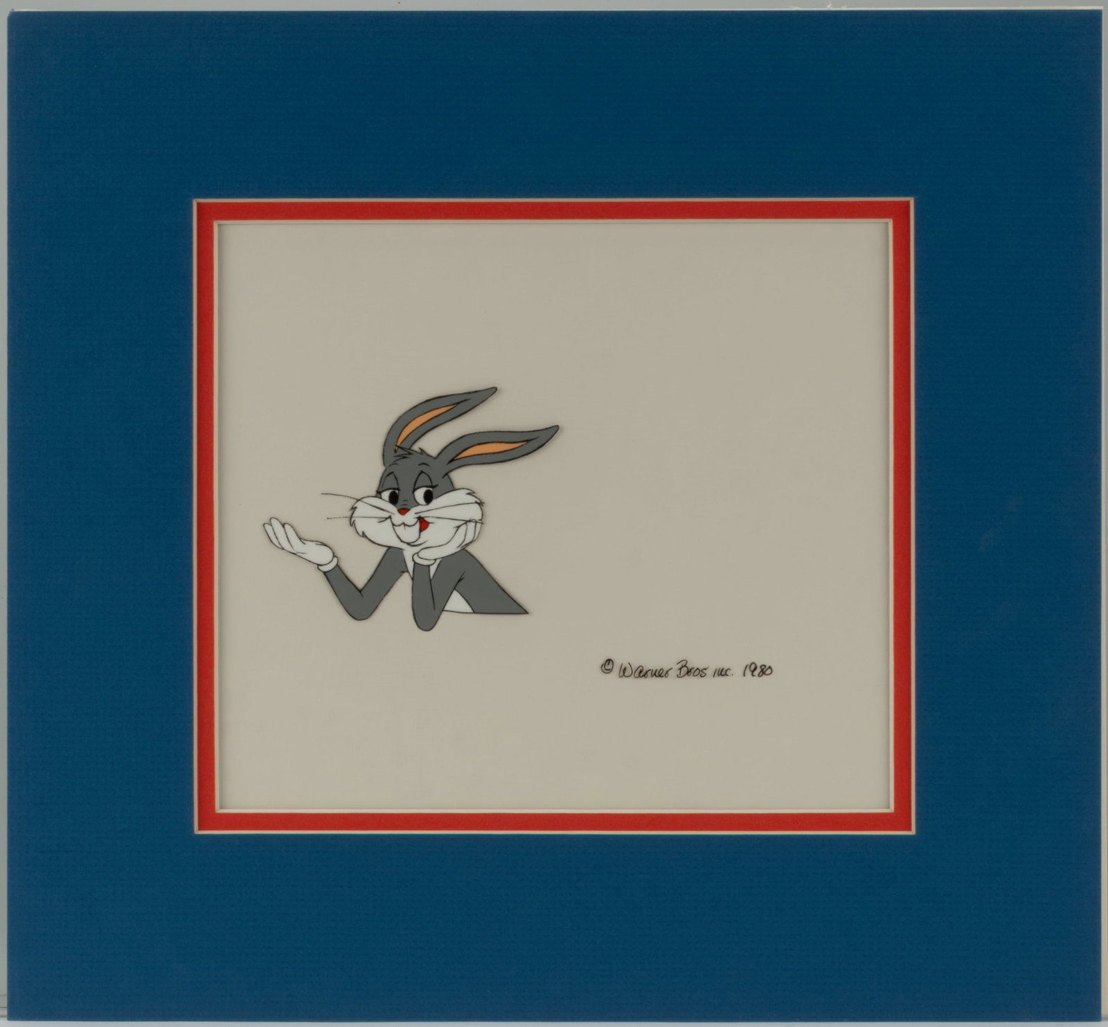 WARNER BROS BUGS BUNNY ORIGINAL PRODUCTION ANIMATION CEL FROM "BUGS BUNNY'S BUSTIN' OUT ALL OVER": WARNER BROS BUGS BUNNY ORIGINAL PRODUCTION ANIMATION CEL FROM "BUGS BUNNY'S BUSTIN' OUT ALL OVER" (1980), original production animation cel painting of Bugs Bunny from the TV special
