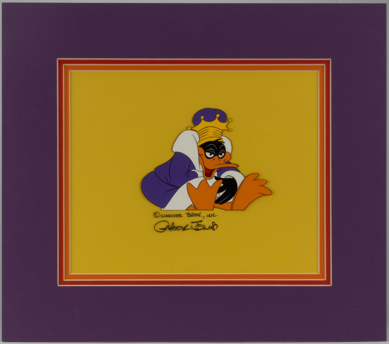 WARNER BROS DAFFY DUCK ORIGINAL PRODUCTION ANIMATION CEL FROM "KING ARTHUR'S COURT" (1978): WARNER BROS DAFFY DUCK ORIGINAL PRODUCTION ANIMATION CEL FROM "KING ARTHUR'S COURT" (1978), original production animation cel painting of Daffy Duck from the TV special "A Connectic
