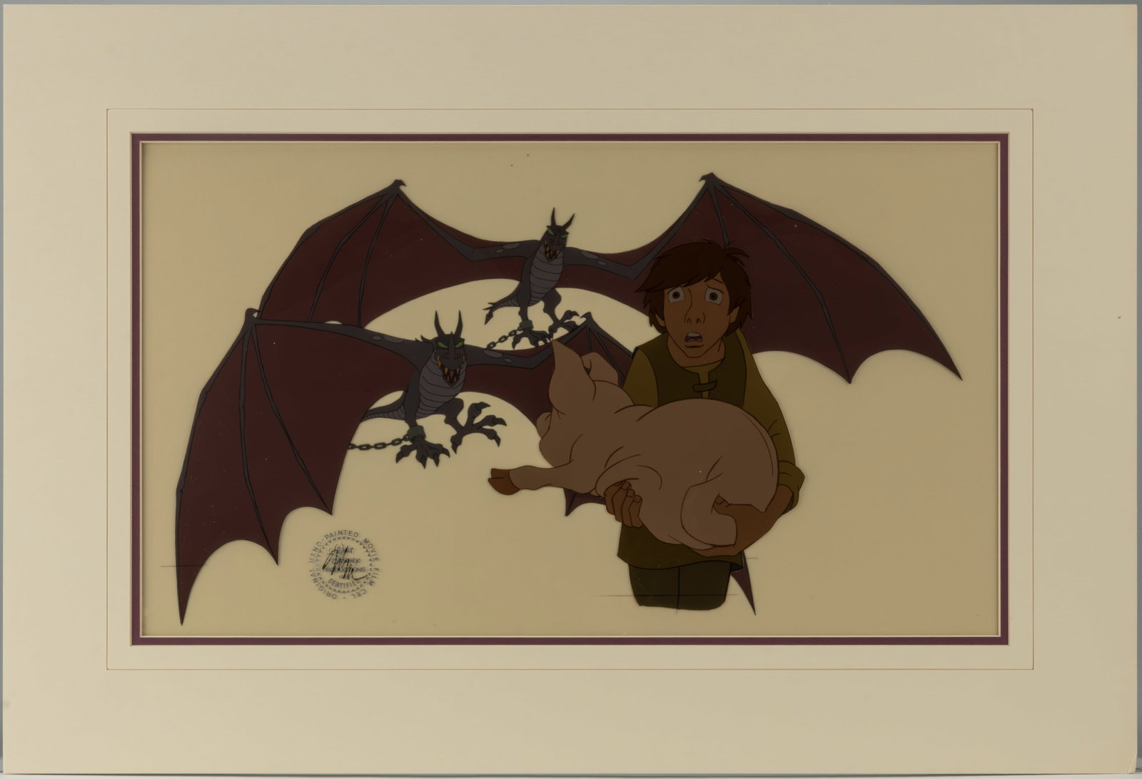 WALT DISNEY DRAGONS, TARAN AND HEN WEN ORIGINAL PRODUCTION ANIMATION CEL FROM "THE BLACK CAULDRON" (1 of 2)