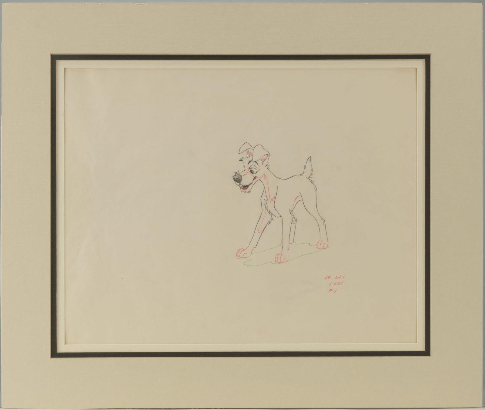 WALT DISNEY TRAMP ORIGINAL PENCIL ANIMATION DRAWING FROM "LADY AND THE TRAMP" (1955) (1 of 2)