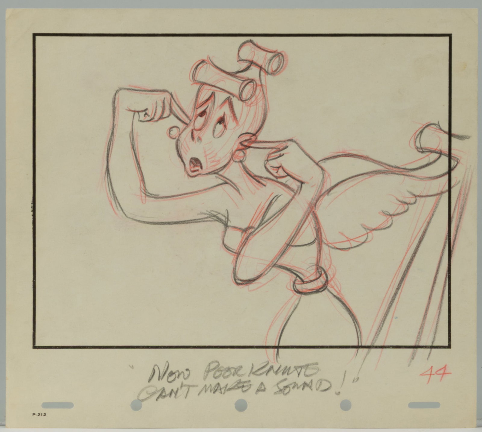 WALT DISNEY FAIRY ORIGINAL PENCIL ANIMATION DRAWING FROM "MICKEY AND THE BEAN STALK" (1947): WALT DISNEY FAIRY ORIGINAL PENCIL ANIMATION DRAWING FROM "MICKEY AND THE BEAN STALK" (1947), original pencil animation of the Fairy from the animated short film "Mickey and the Bean Sta