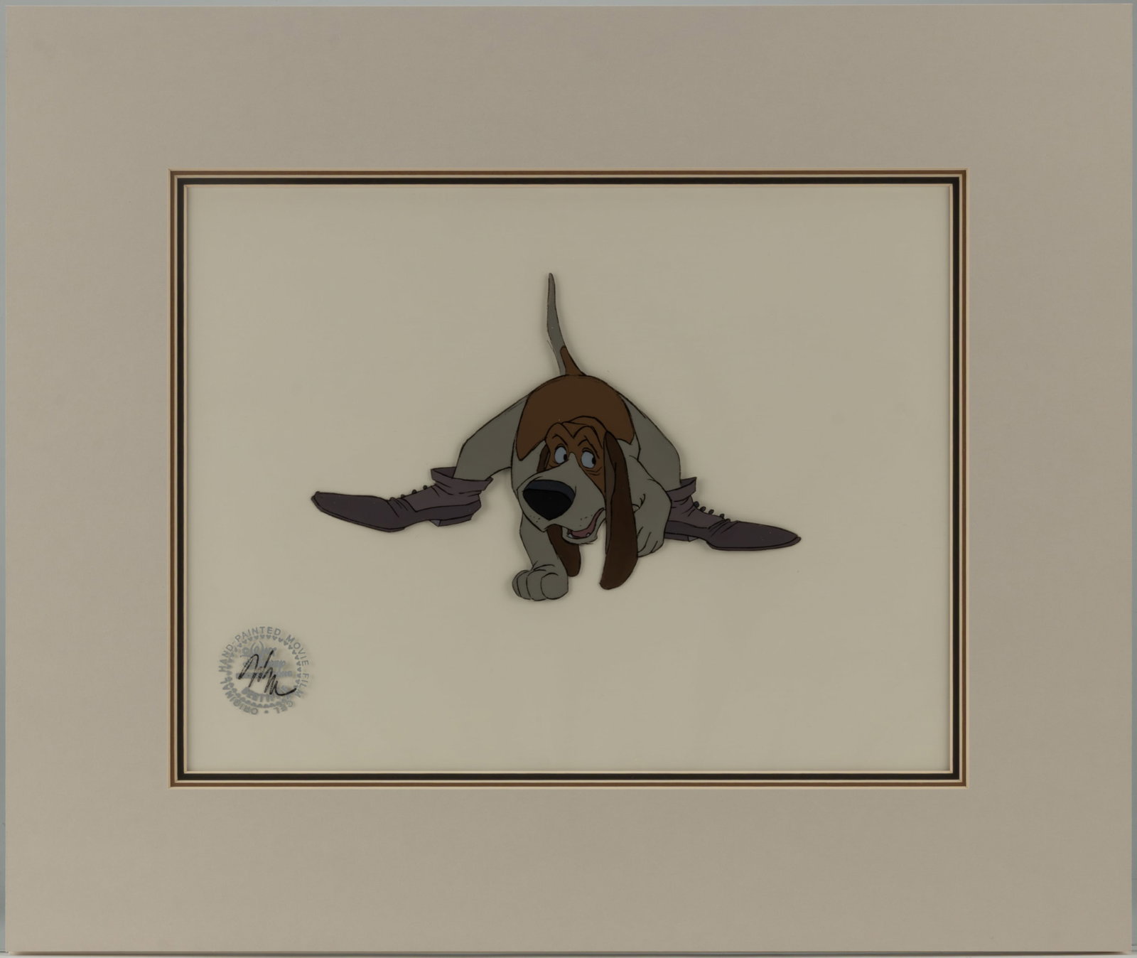WALT DISNEY LAFAYETTE PRODUCTION ANIMATION CEL FROM "THE ARISTOCATS" (1970): WALT DISNEY LAFAYETTE PRODUCTION ANIMATION CEL FROM "THE ARISTOCATS" (1970), original production animation cel painting of Lafayette in boots from the film "The Aristocats" by 