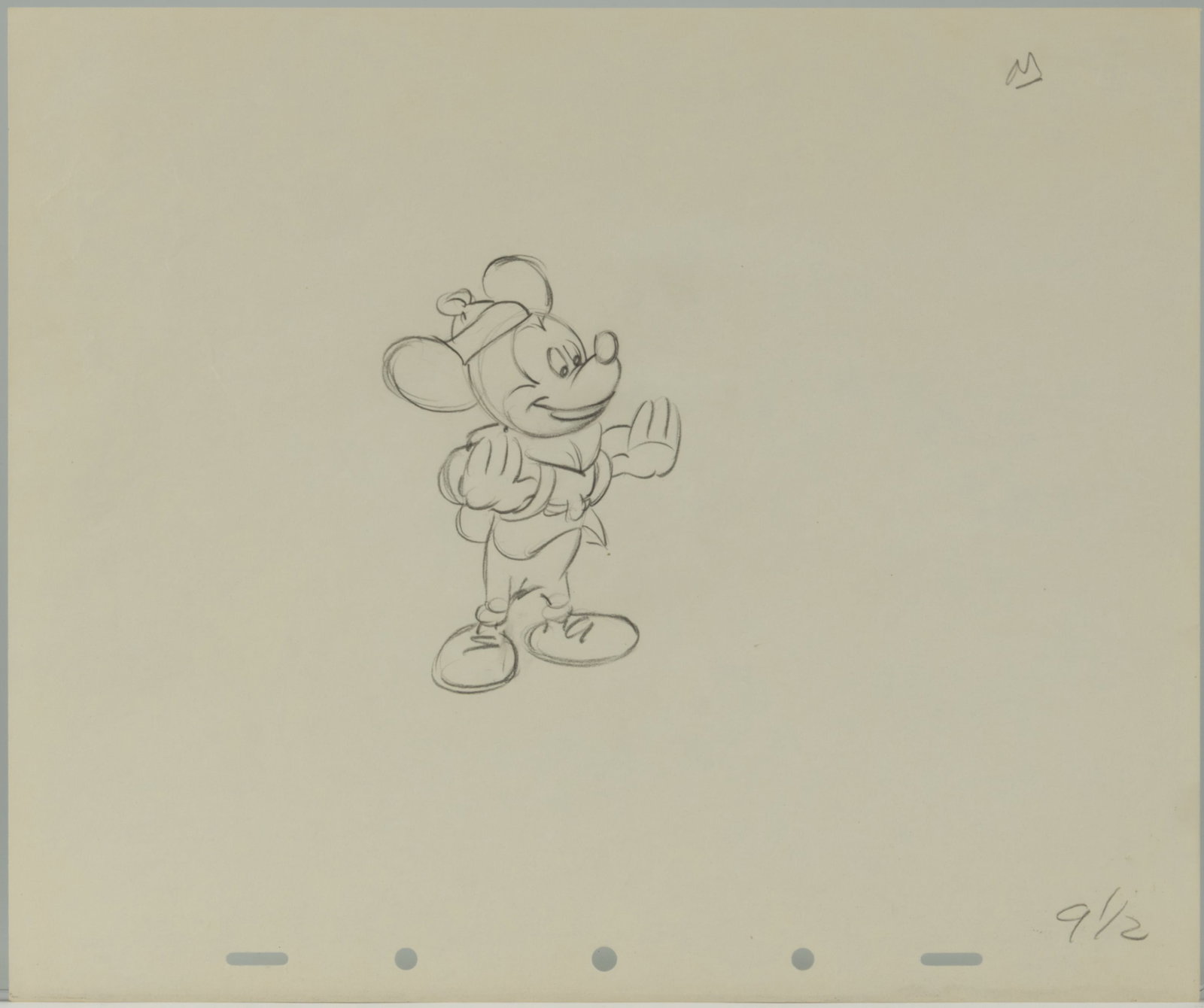 WALT DISNEY MICKEY MOUSE ORIGINAL PENCIL ANIMATION DRAWING (1 of 2)