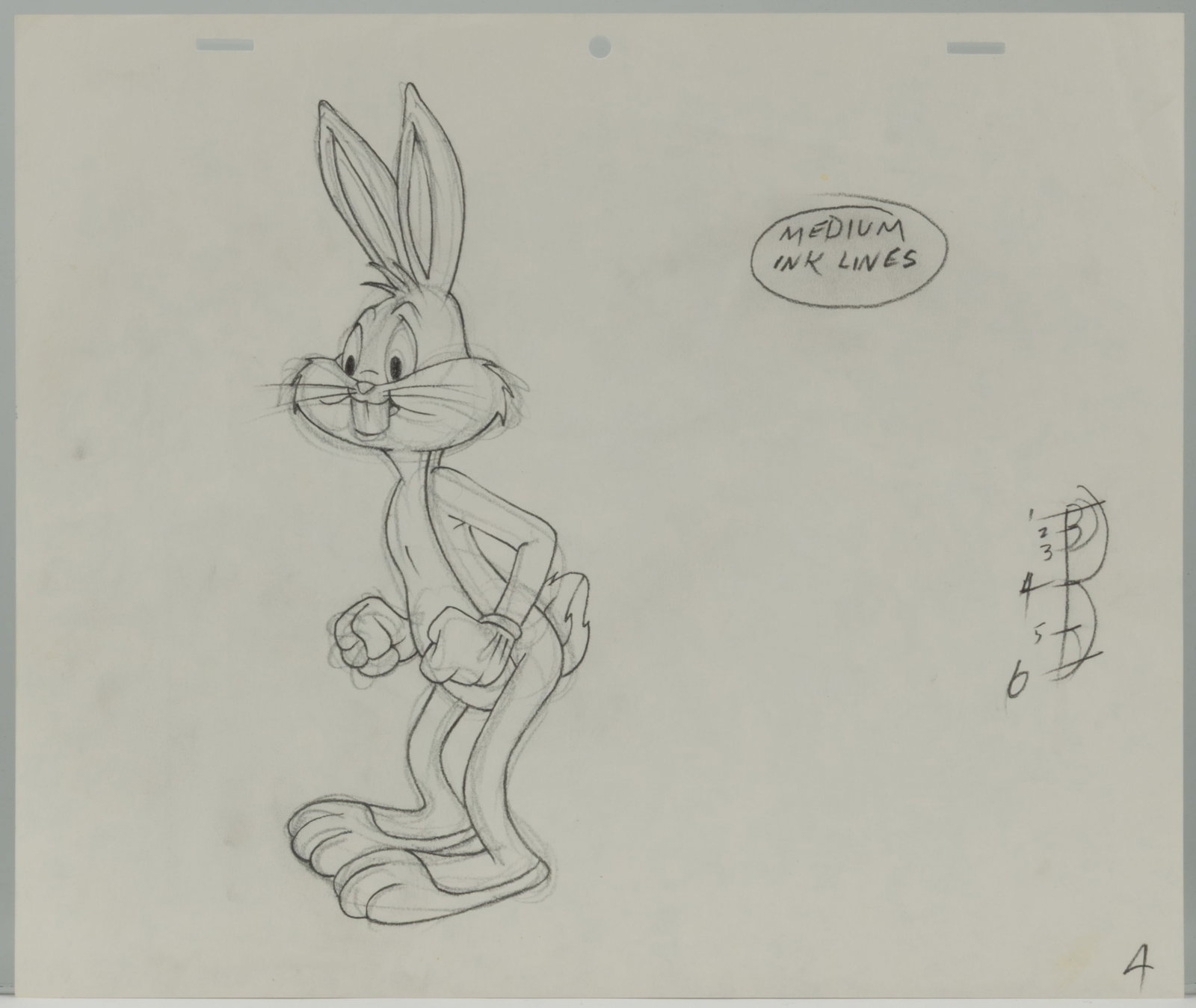 WARNER BROS BUGS BUNNY ORIGINAL PENCIL ANIMATION DRAWING (1 of 2)