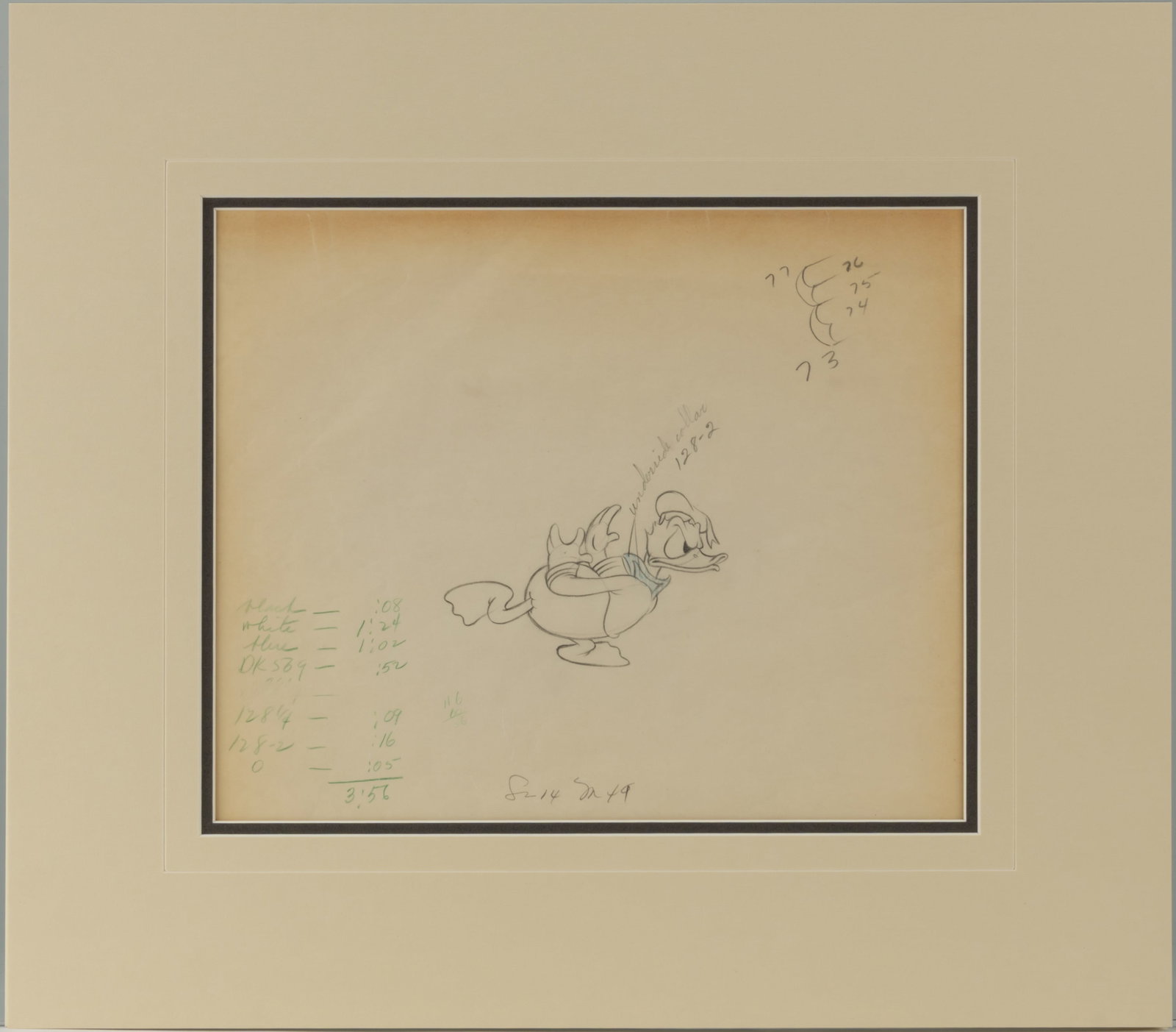 WALT DISNEY DONALD DUCK ORIGINAL PENCIL ANIMATION DRAWING FROM "MAGICIAN MICKEY" (1937) (1 of 2)