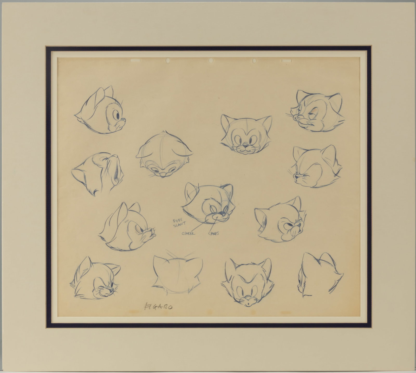 WALT DISNEY FIGARO ORIGINAL MODEL SHEET FROM "PINOCCHIO" (1940) (1 of 2)