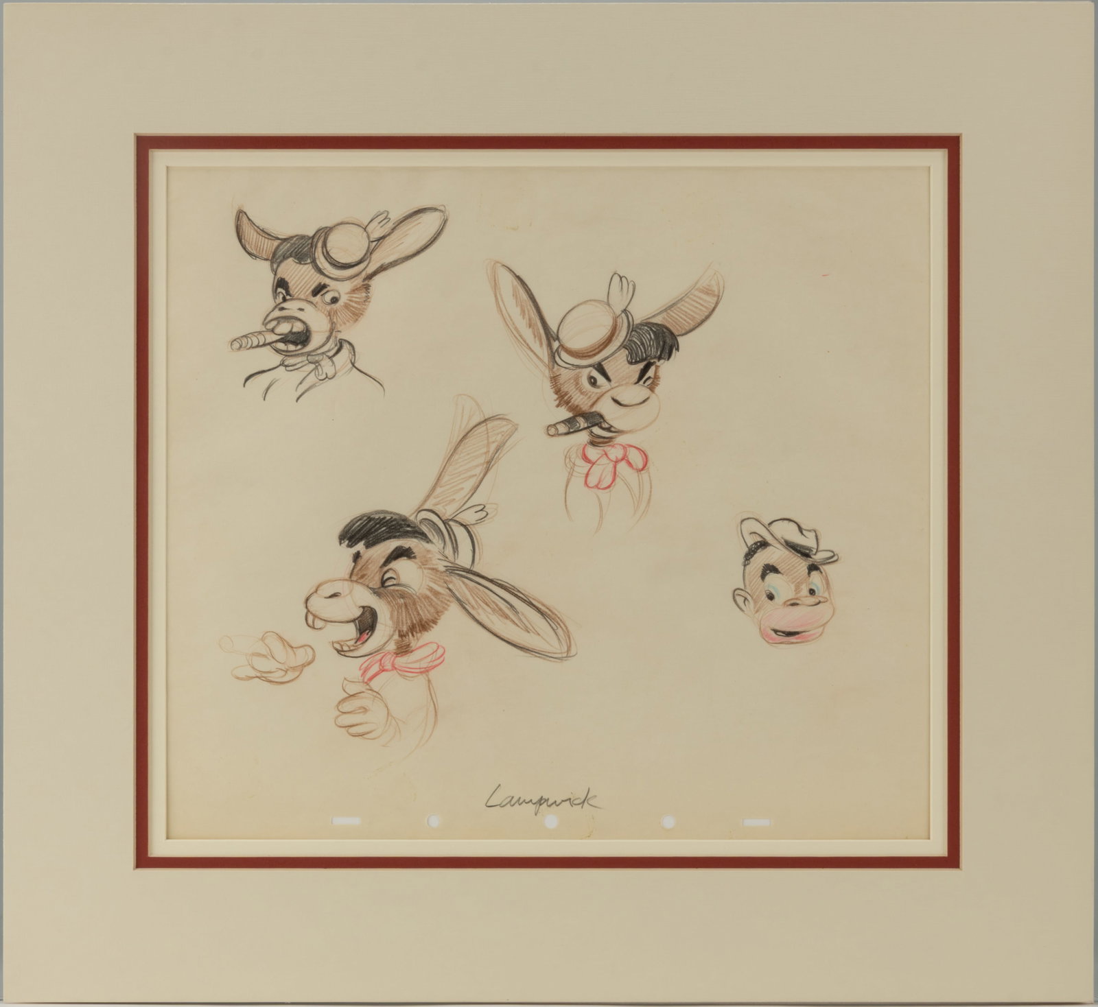 WALT DISNEY LAMPWICK ORIGINAL COLOR MODEL SHEET FROM "PINOCCHIO" (1940) (1 of 2)