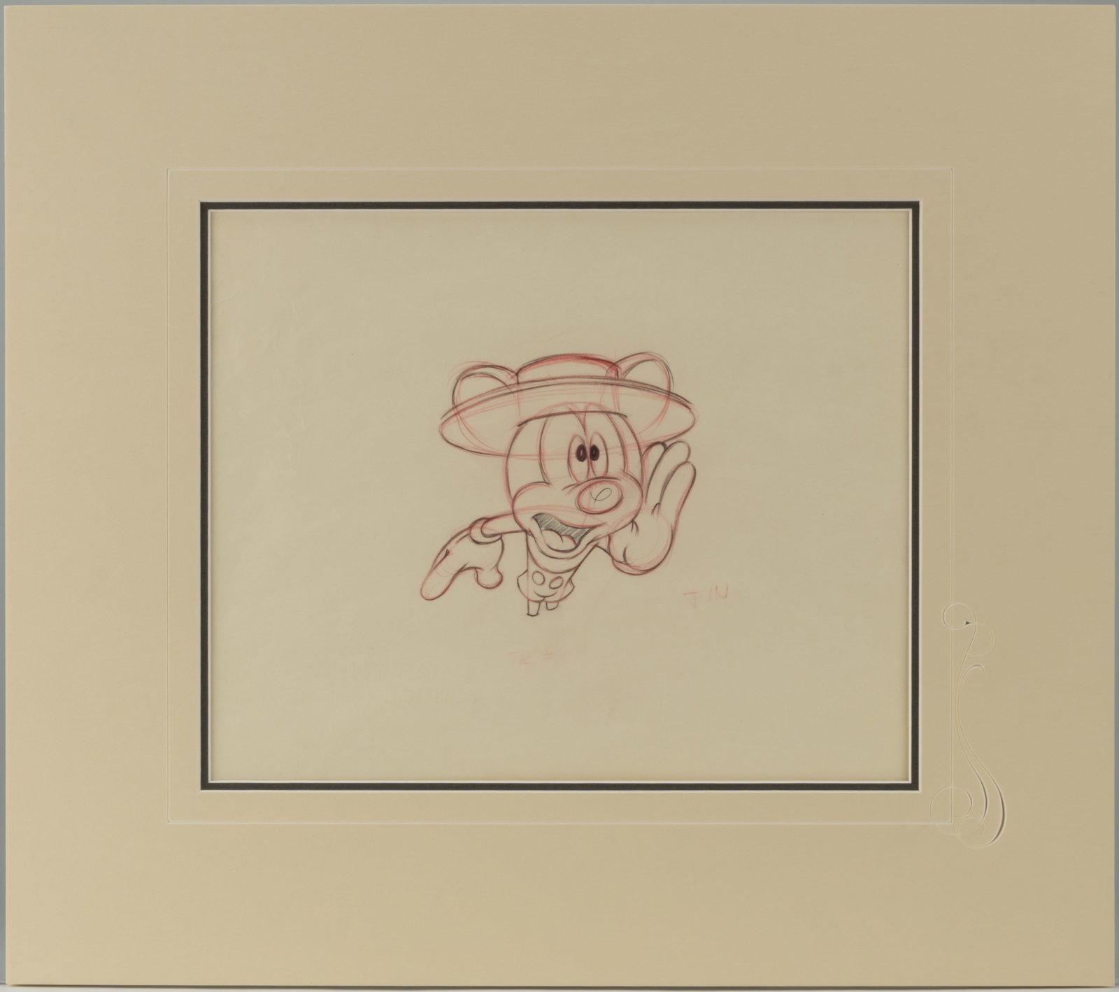 WALT DISNEY MICKEY MOUSE ORIGINAL PENCIL ANIMATION DRAWING FROM "THE LITTLE WHIRLWIND" (1941) (1 of 2)