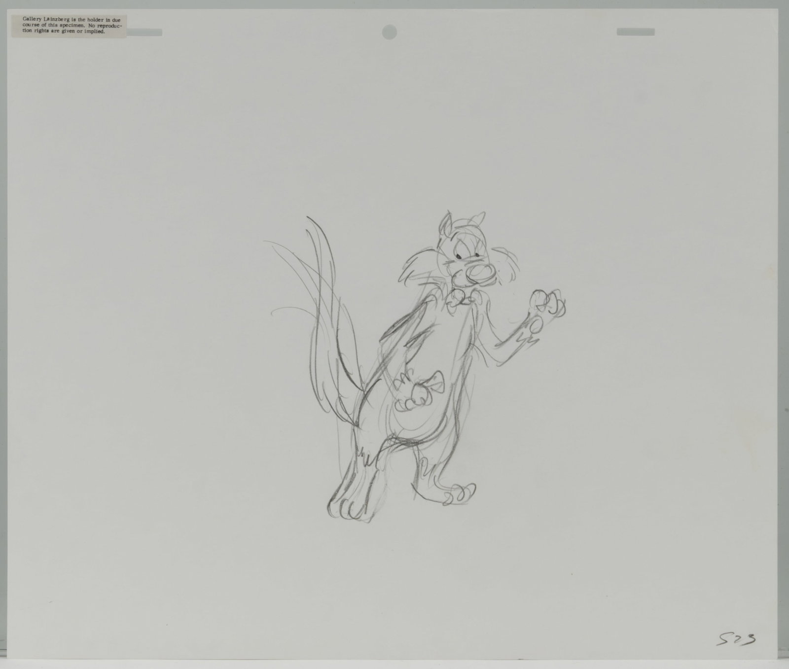 WARNER BROS SYLVESTER THE CAT ORIGINAL PENCIL ANIMATION DRAWING (1 of 2)