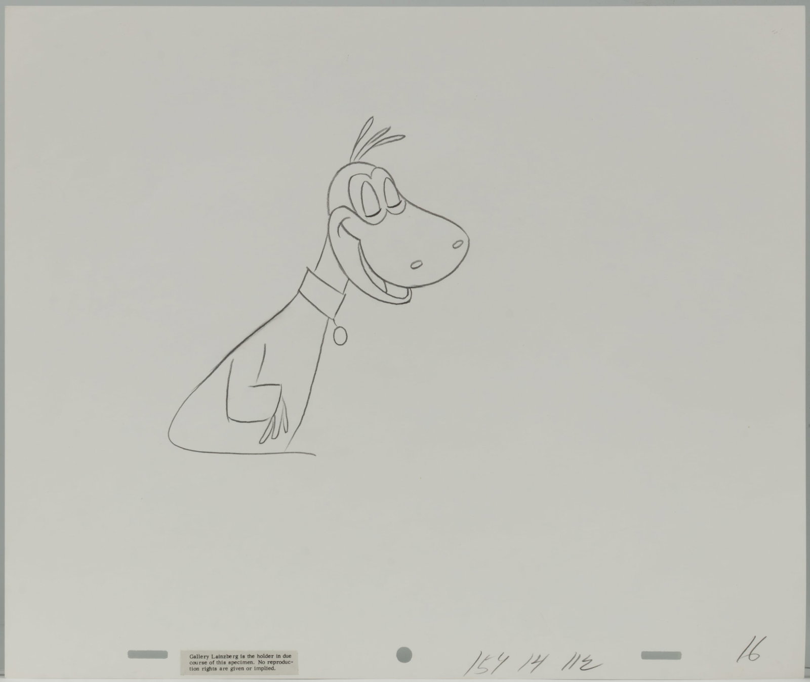 HANNA-BARBERA DINO ORIGINAL PENCIL ANIMATION DRAWING FROM "THE NEW FRED AND BARNEY SHOW" (CIRCA (1 of 2)