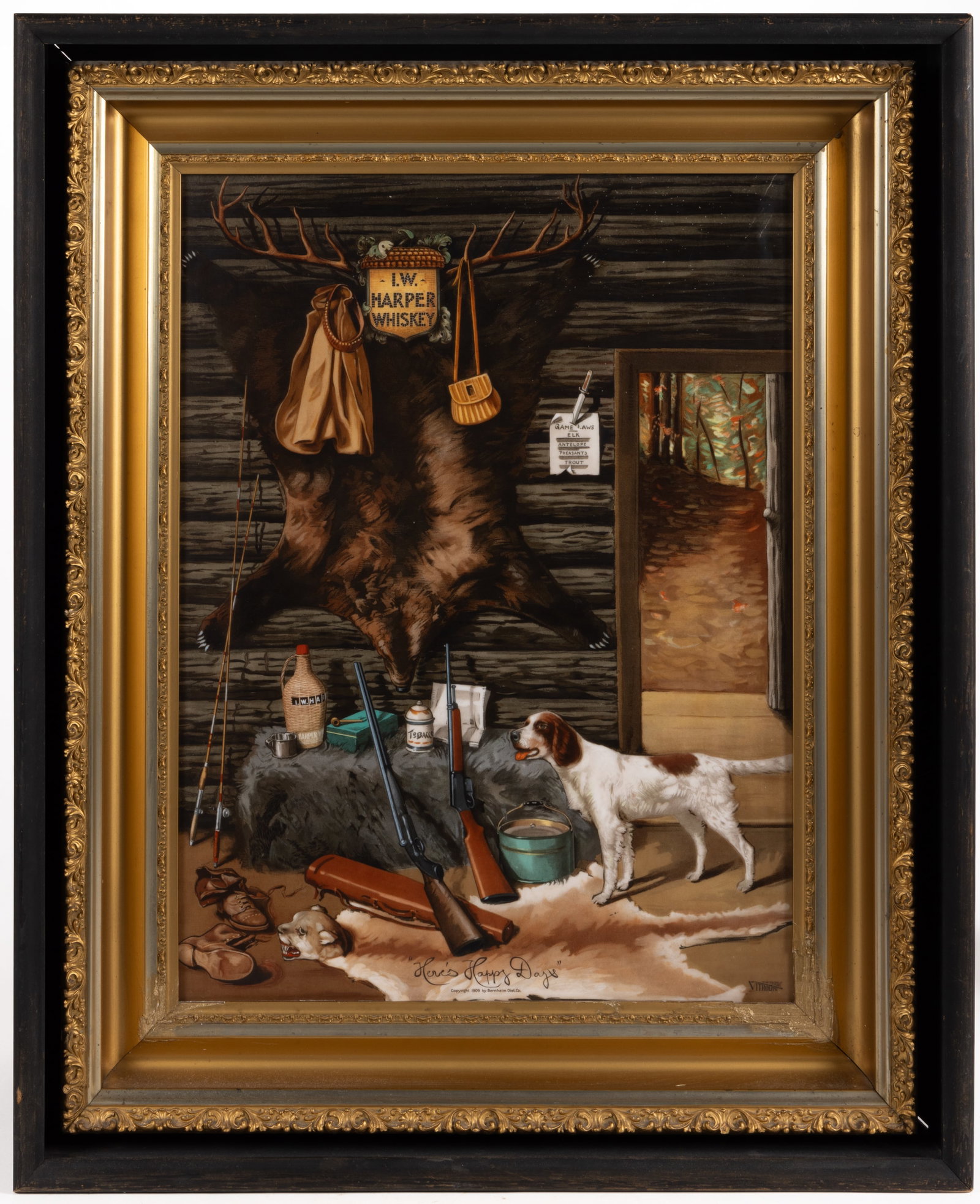 I. W. HARPER WHISKEY VITROLITE ADVERTISING SIGN (1 of 3)
