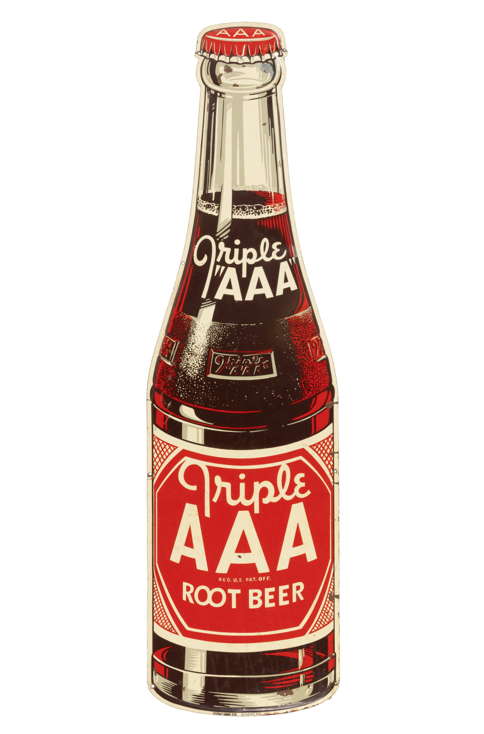 AAA ROOT BEER TIN BOTTLE ADVERTISING SIGN (1 of 3)