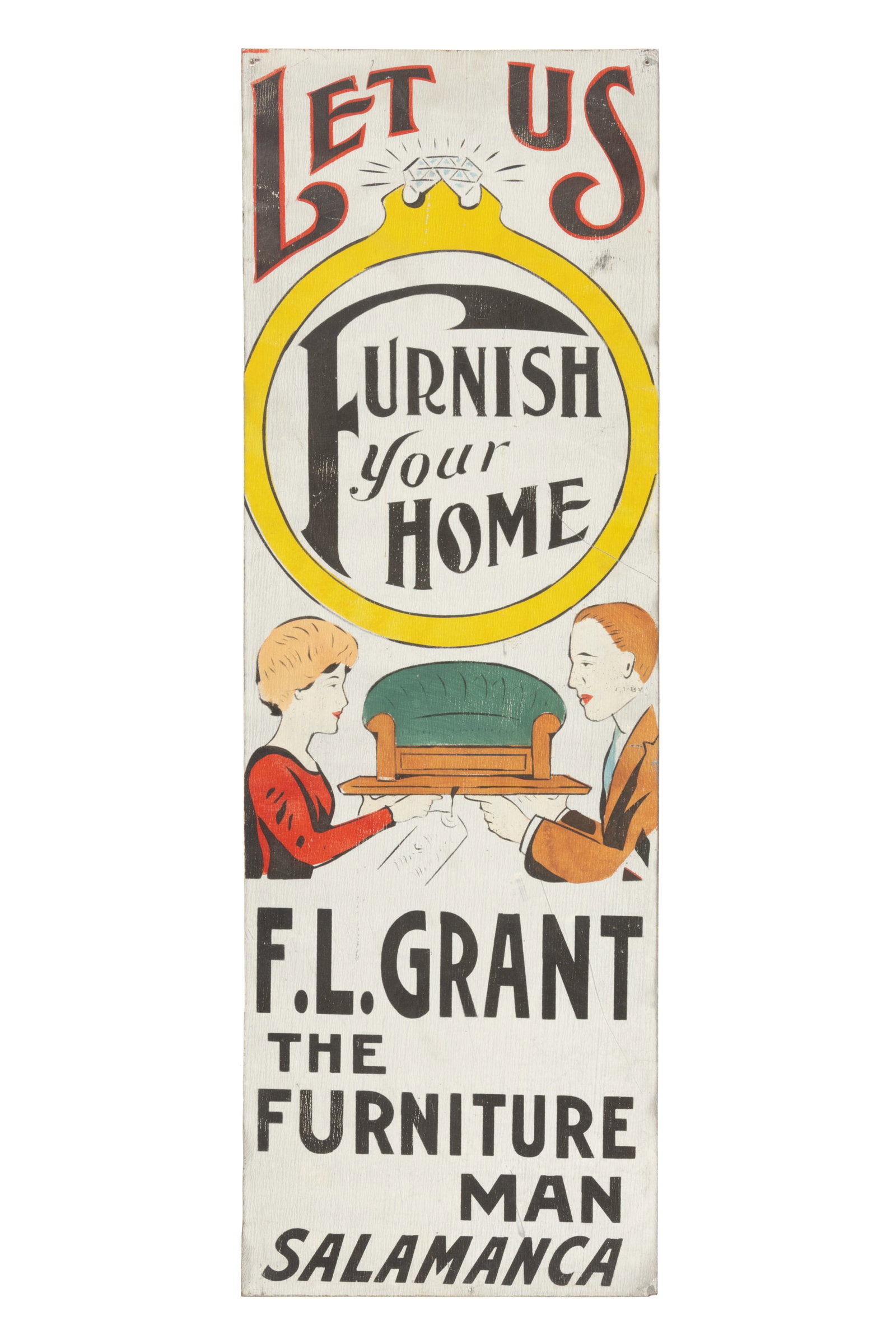 ITHACA SIGN WORKS, ATTRIBUTED, PAINTED TIN ADVERTISING SIGN (1 of 2)