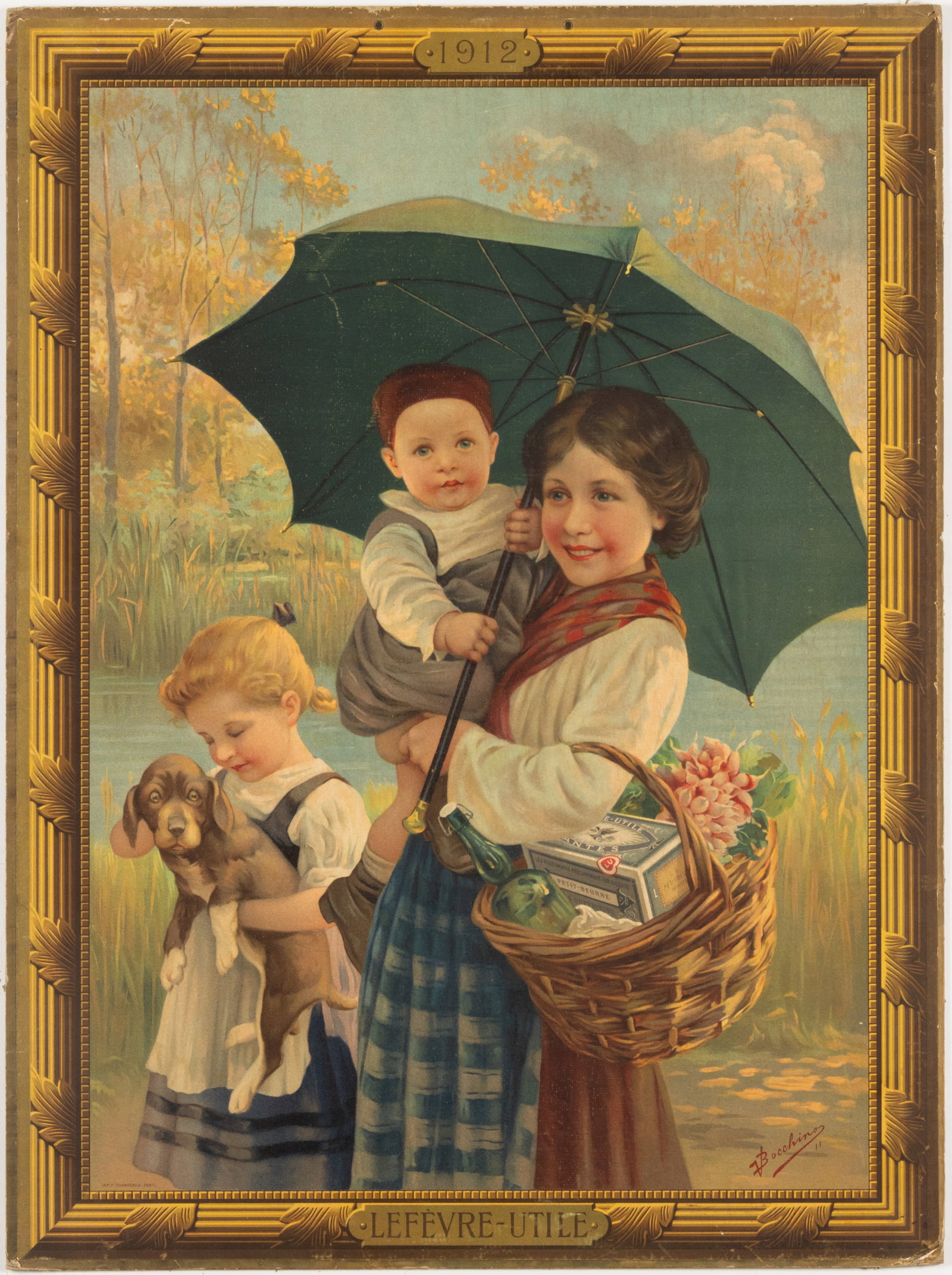 LEFEVRE-UTILE PETIT-BEURRE CRACKERS ADVERTISING POSTER ON BOARD (1912) (1 of 3)