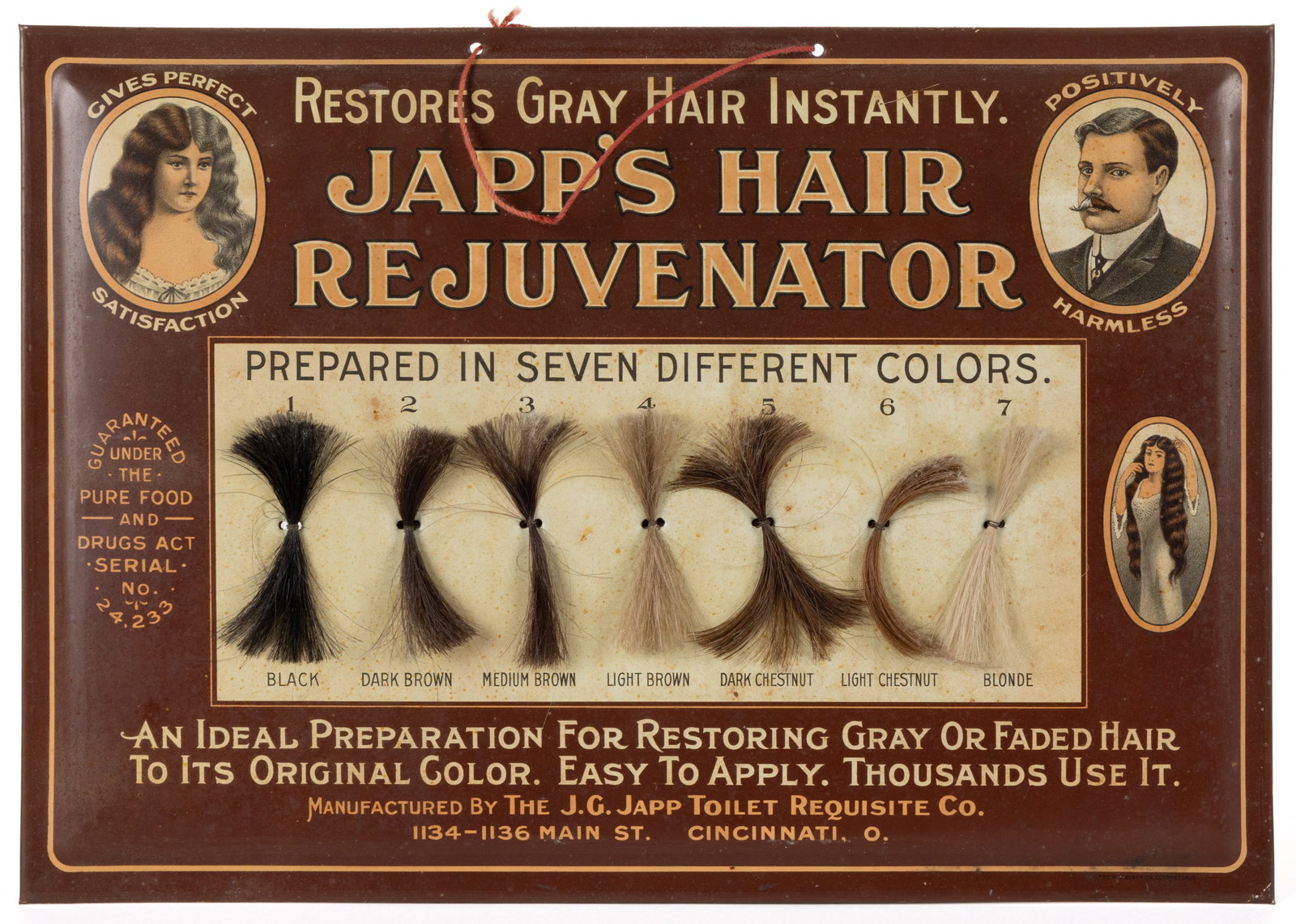 JAPP'S HAIR REJUVENATOR TIN BARBERSHOP ADVERTISING SIGN (1 of 2)