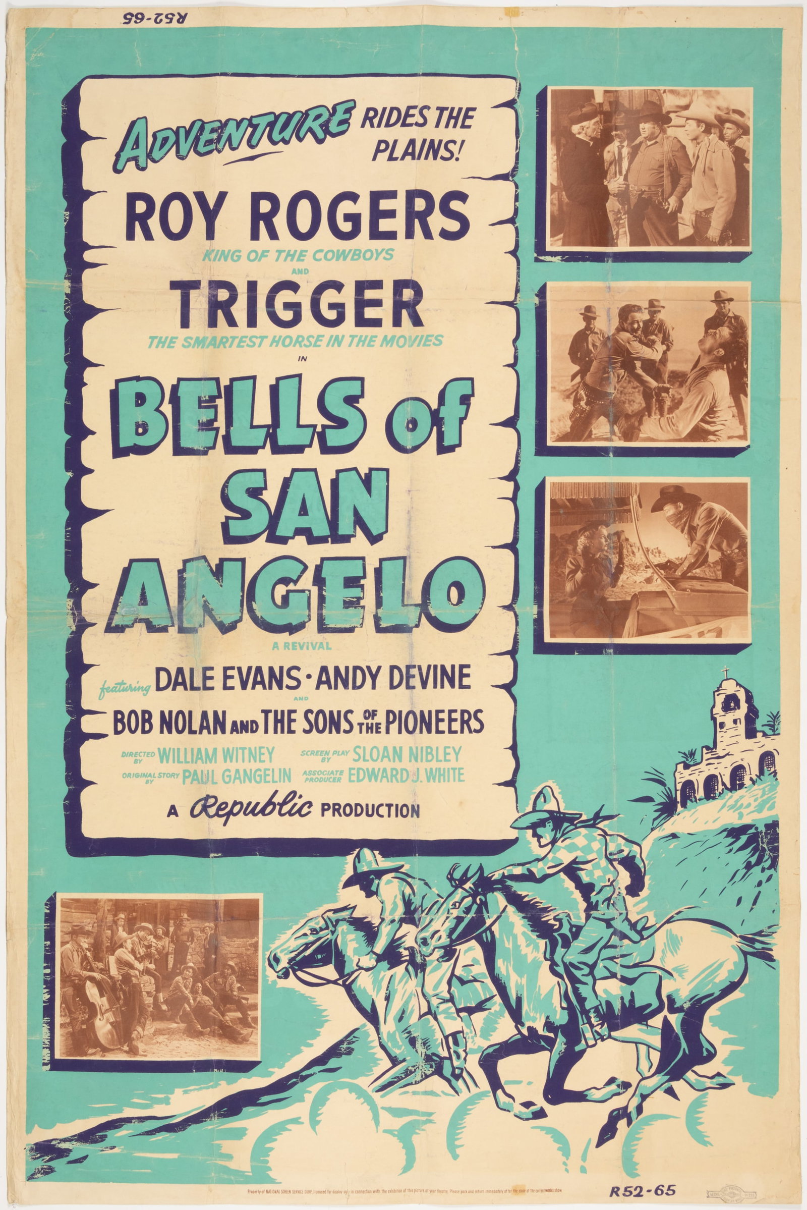 VINTAGE ROY ROGERS AND TRIGGER LARGE-FORMAT THEATER MOVIE POSTER (1 of 7)