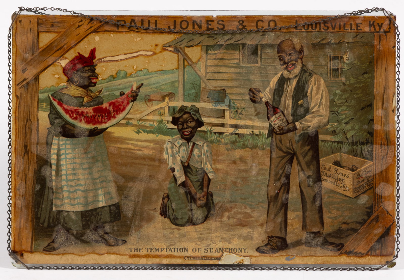 BLACK AMERICANA PAUL JONES & CO WHISKEY ADVERTISEMENT, "THE TEMPTATION OF ST. ANTHONY" (1 of 2)