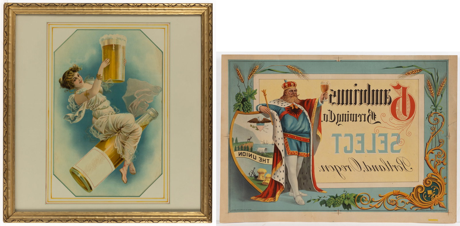 PRE-PROHIBITION BREWERY ADVERTISING SIGN PROOFS, LOT OF TWO (1 of 4)