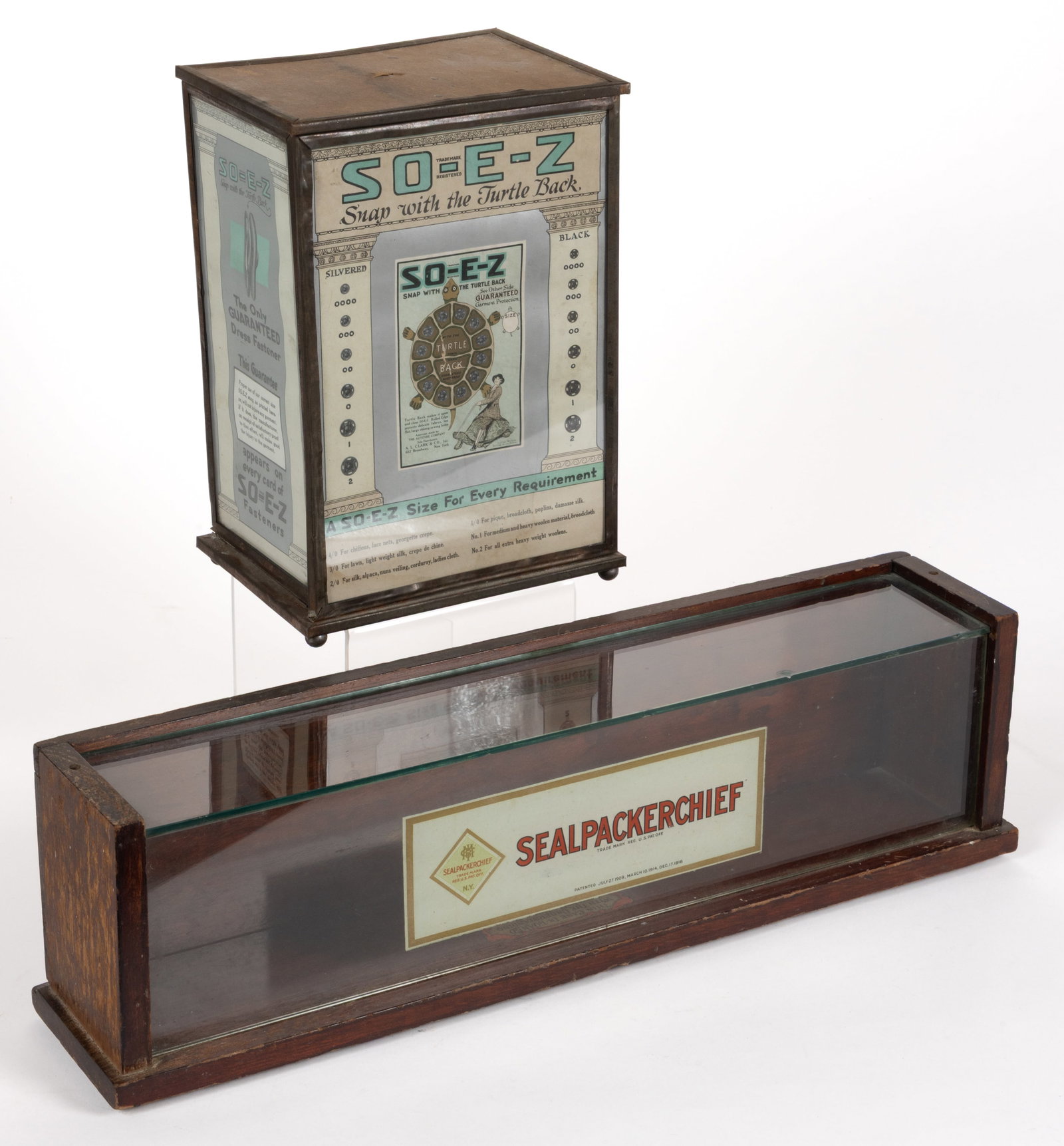 VINTAGE MERCHANDISE STORE ADVERTISING AND DISPLAY CABINET/CASE, LOT OF TWO (1 of 2)