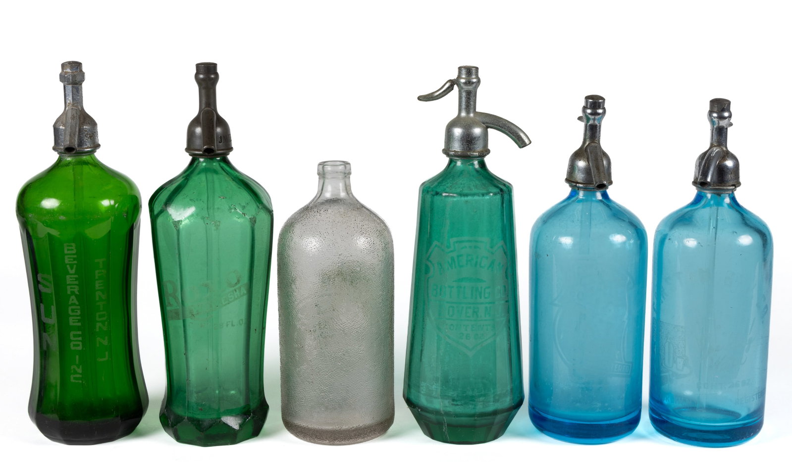 ASSORTED VINTAGE BACK BAR SELTZER BOTTLES, LOT OF SIX (1 of 1)