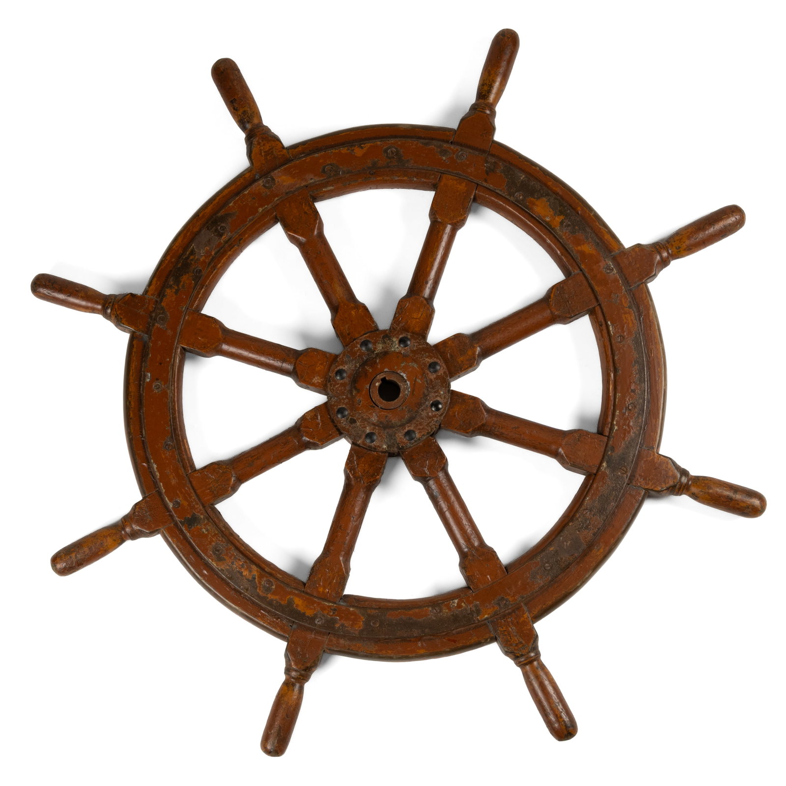 PAINTED WOODEN SHIP'S WHEEL (1 of 2)