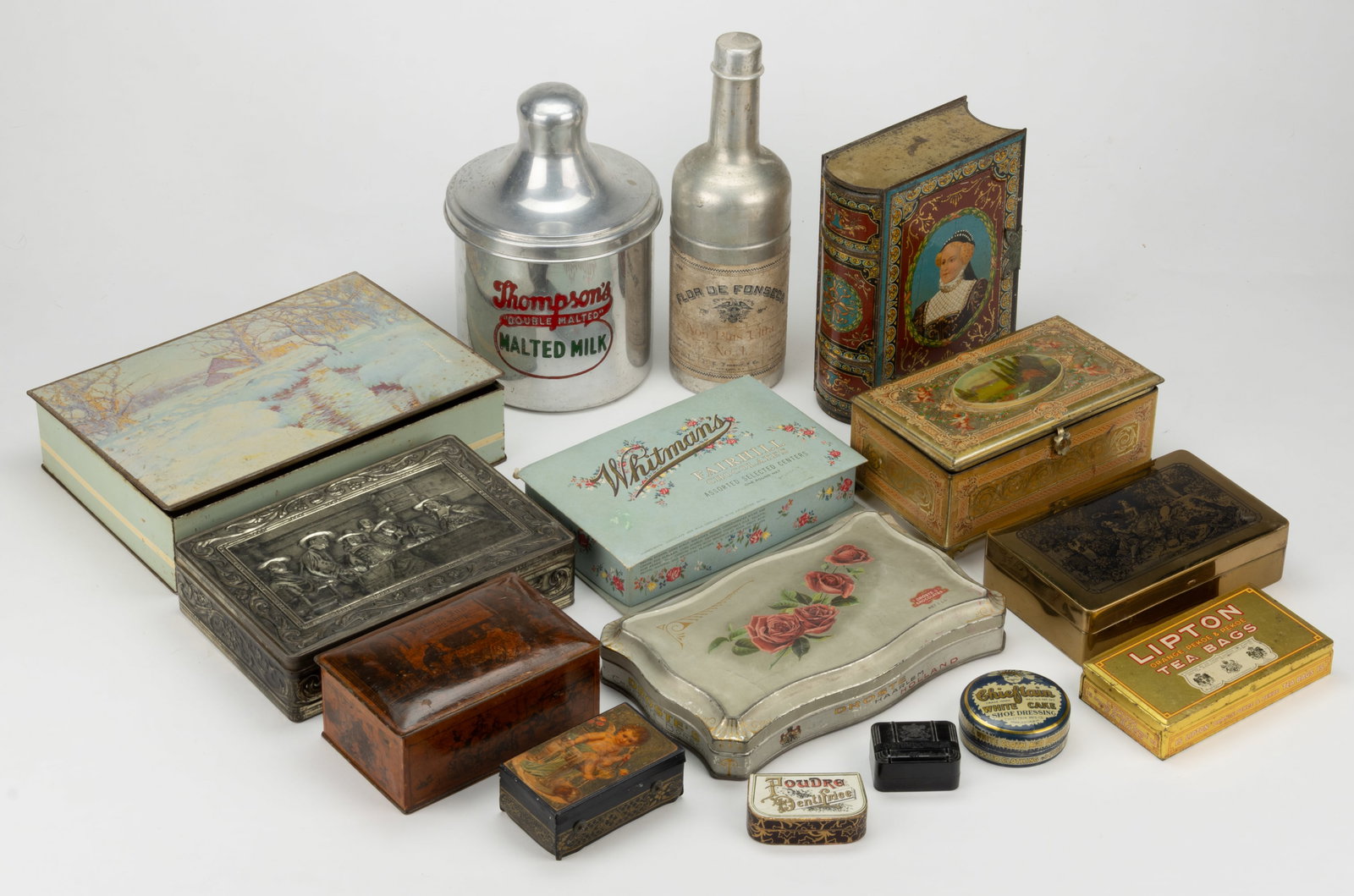 ASSORTED ADVERTISING TINS AND BOXES, LOT OF 16 (1 of 1)
