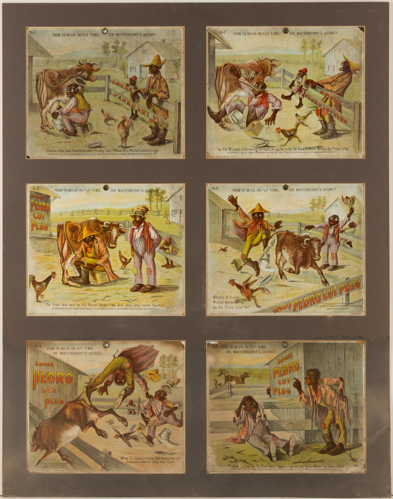 BLACK AMERICANA PEDRO CUT PLUG ADVERTISING PRINT SERIES, LOT OF SIX (1 of 2)