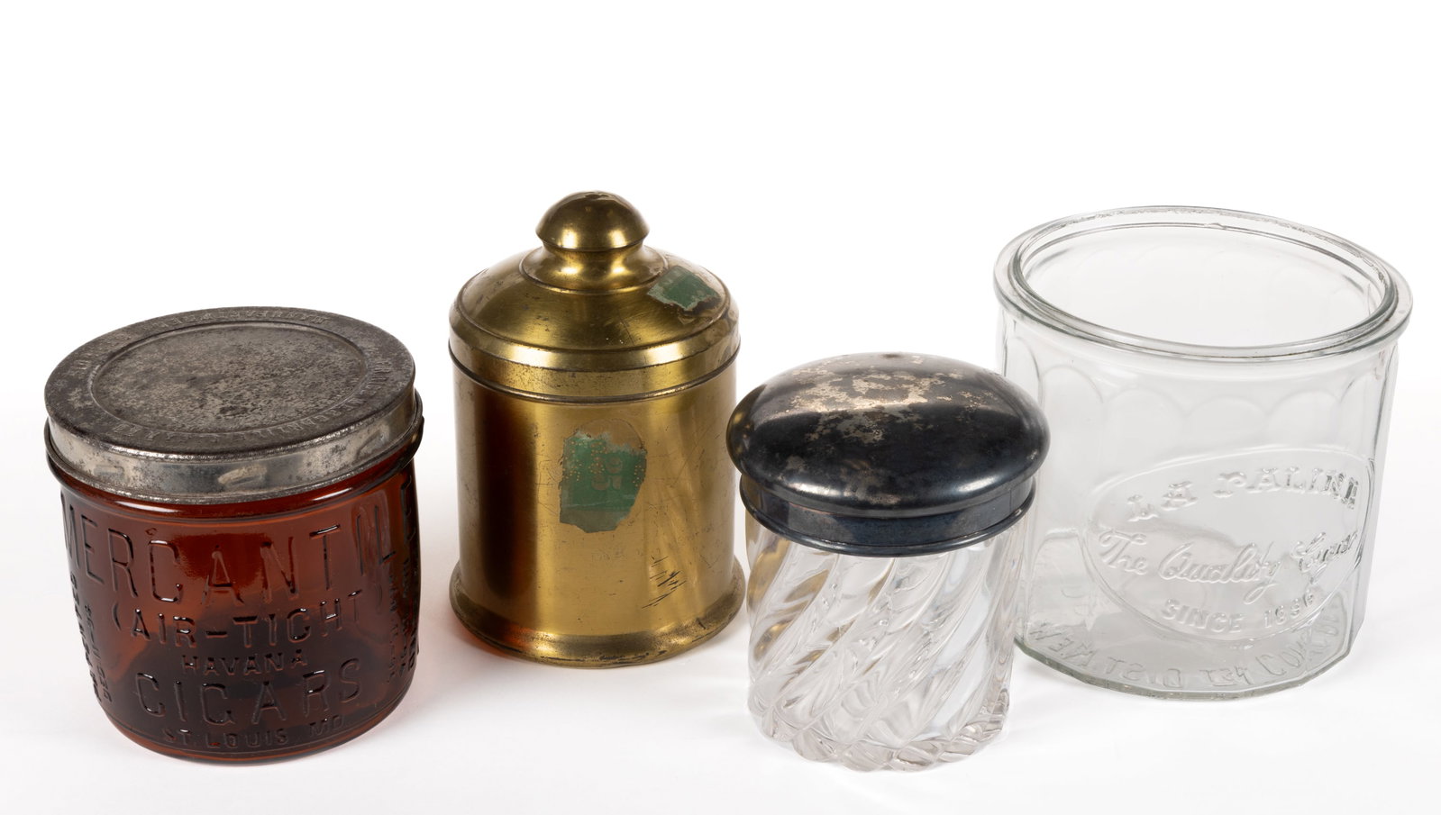 ASSORTED TOBACCO / CIGAR JARS / HUMIDORS, LOT OF FOUR (1 of 1)