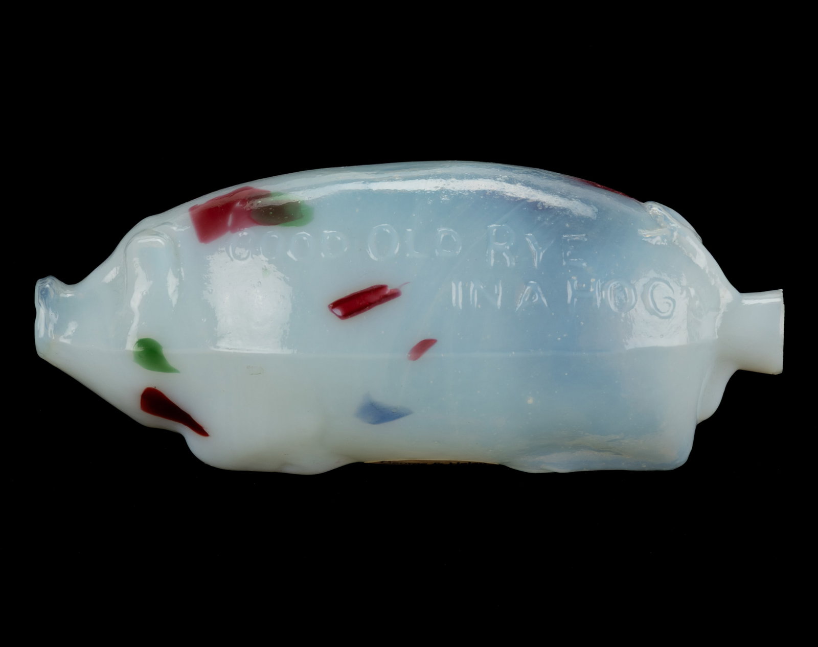 RARE END-OF-THE-DAY / SPANGLE GLASS FIGURAL PIG WHISKEY BOTTLE (1 of 3)