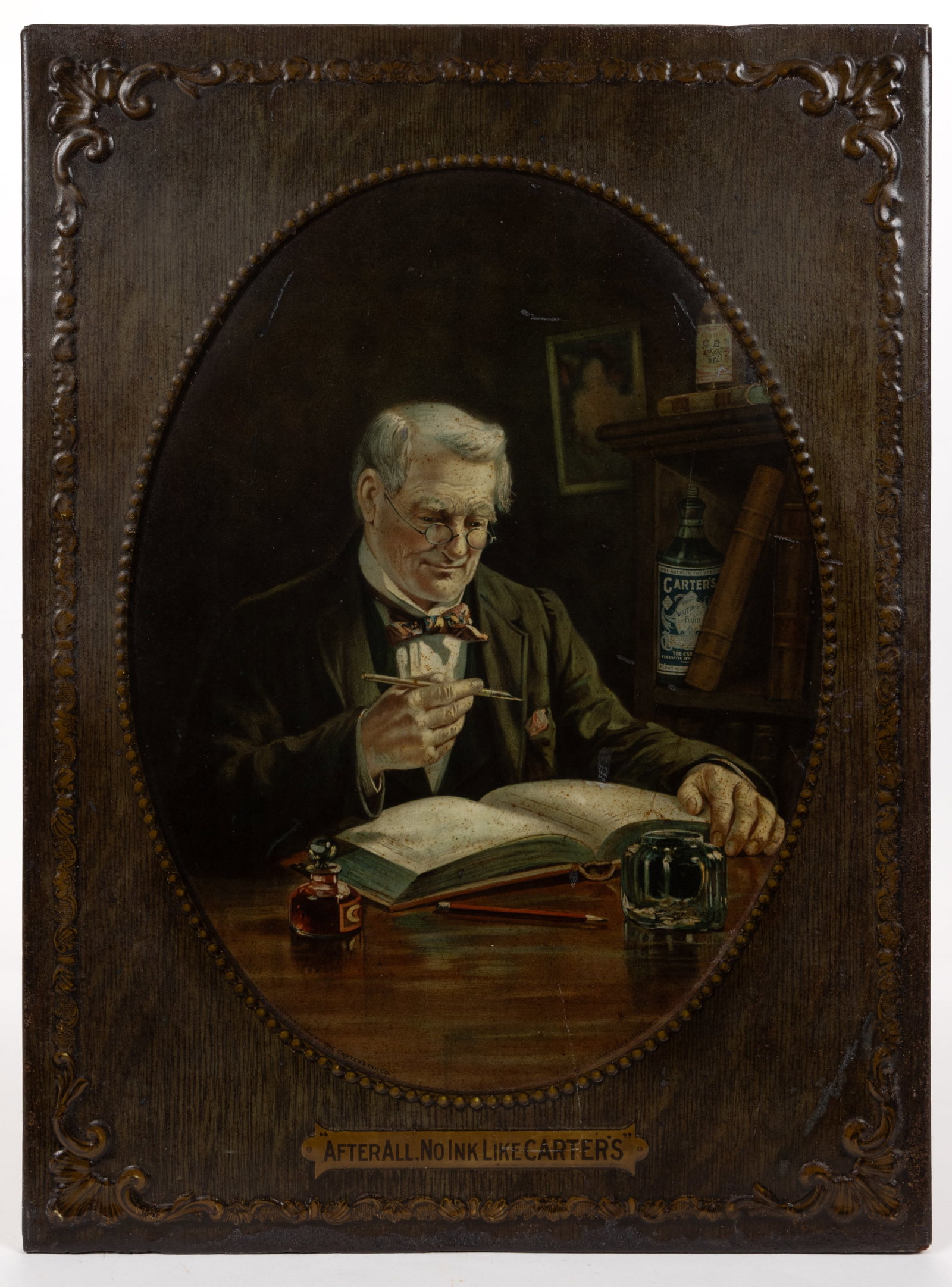 CARTER'S INK EMBOSSED SELF-FRAMING TIN ADVERTISING SIGN (1 of 2)
