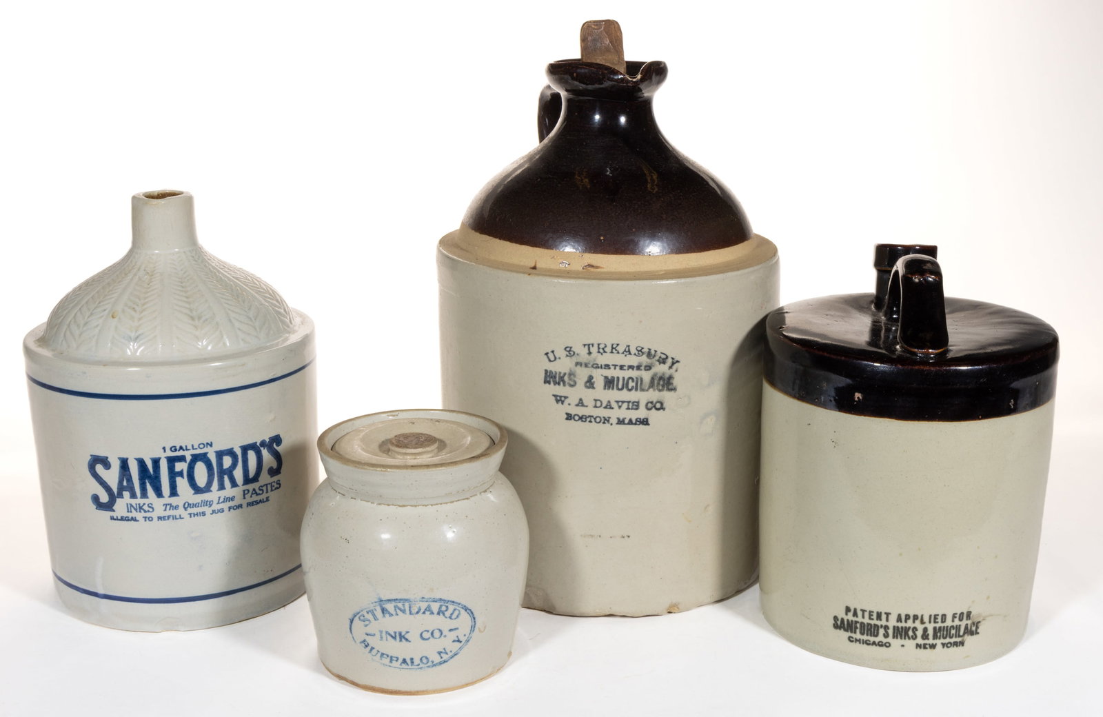 AMERICAN INK ADVERTISING STONEWARE ARTICLES, LOT OF FOUR (1 of 2)