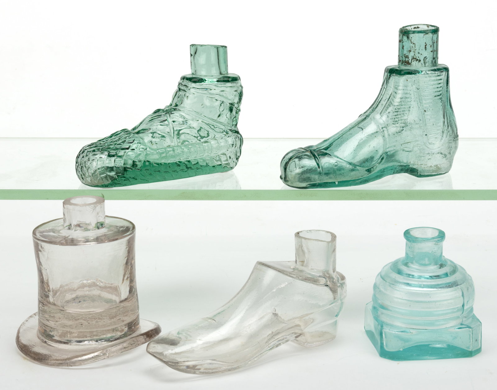 ASSORTED FIGURAL INKWELLS / BOTTLES, LOT OF FIVE (1 of 1)