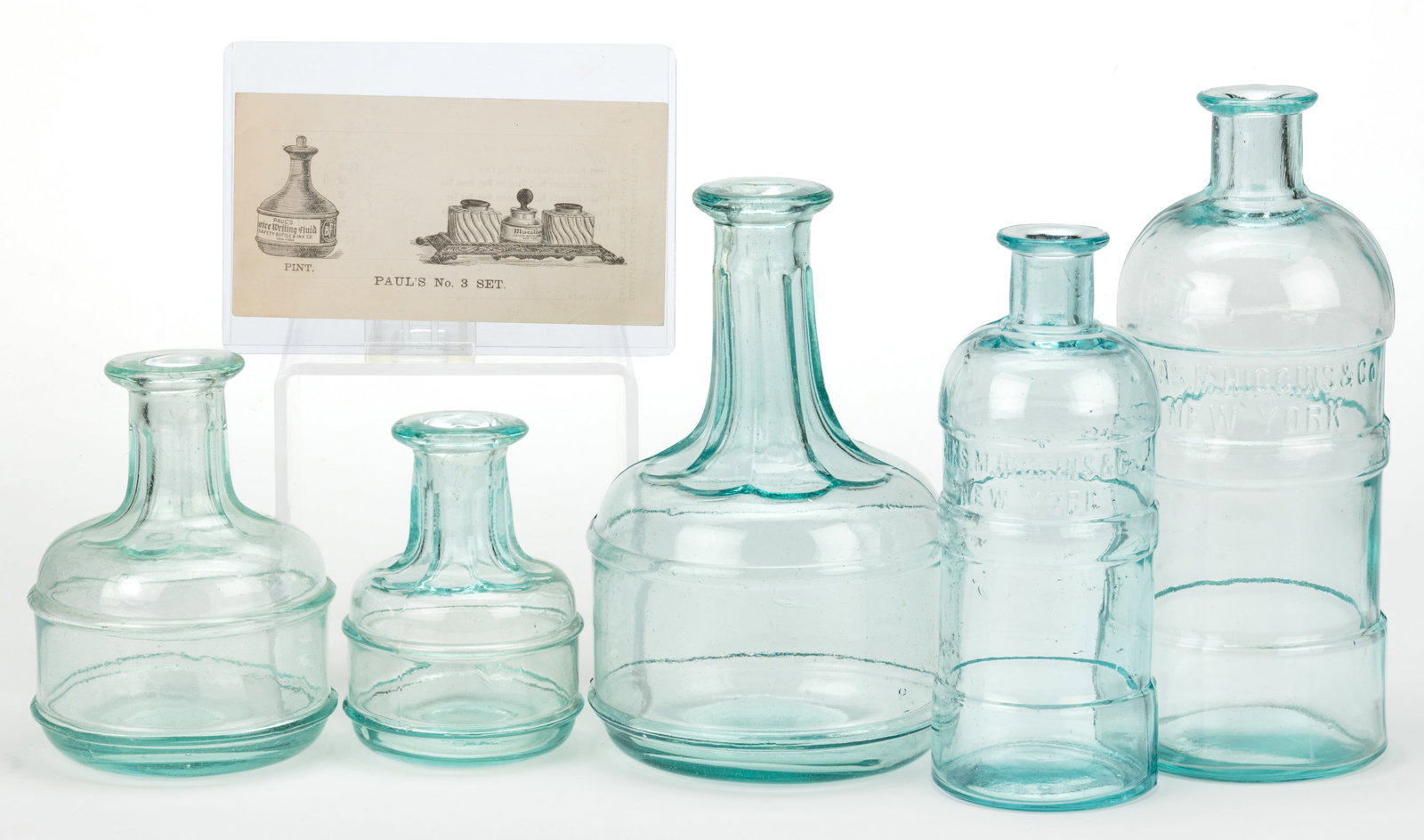 ASSORTED MASTER INK BOTTLES, LOT OF FIVE PLUS TRADE CARD (1 of 1)