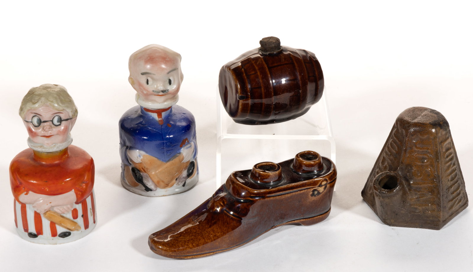 ASSORTED PORCELAIN / CERAMIC INKWELLS / BOTTLES, LOT OF FIVE (1 of 1)