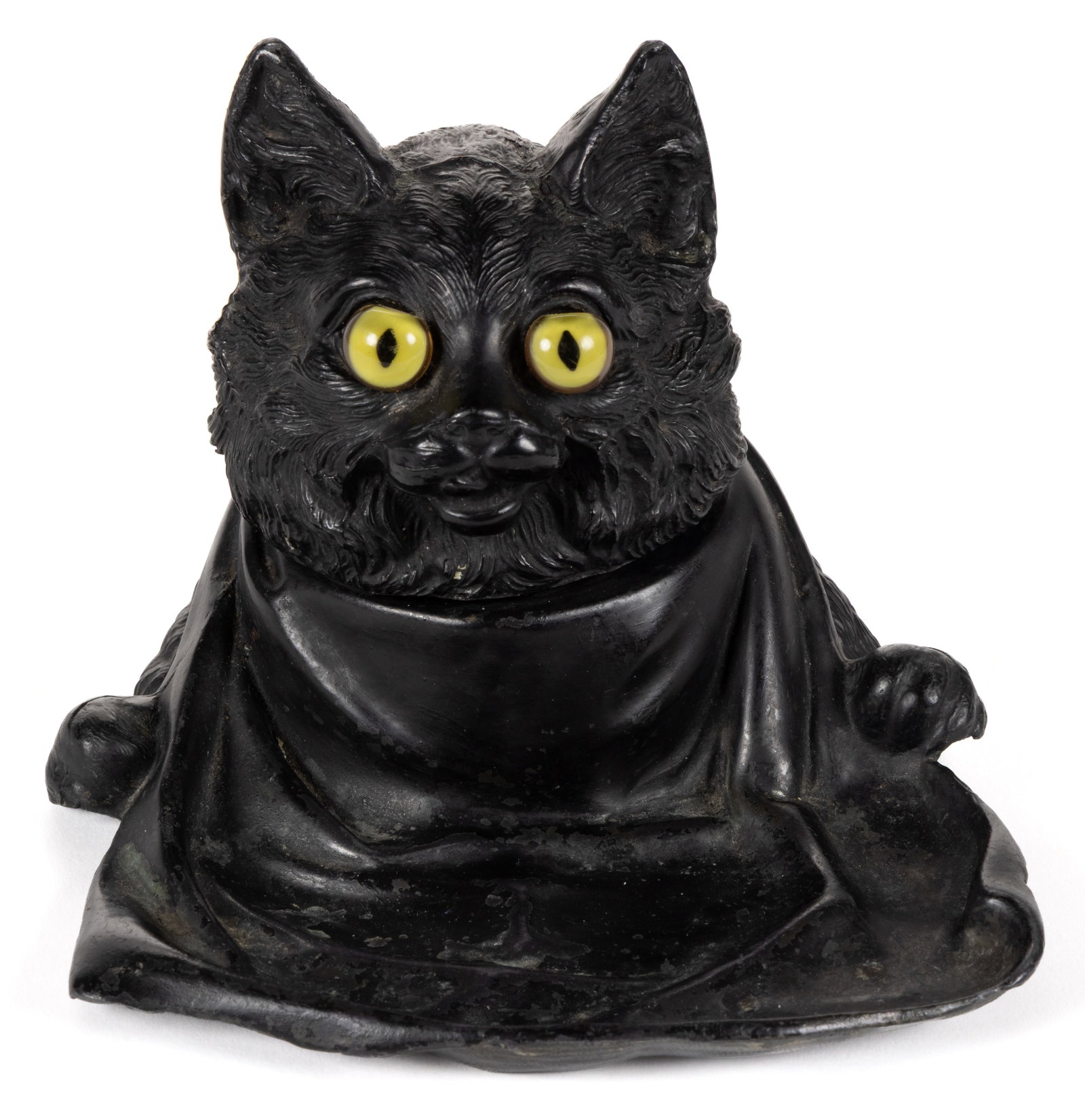 ANTIQUE JENNINGS BROTHERS CAST METAL CAT INKWELL (1 of 4)