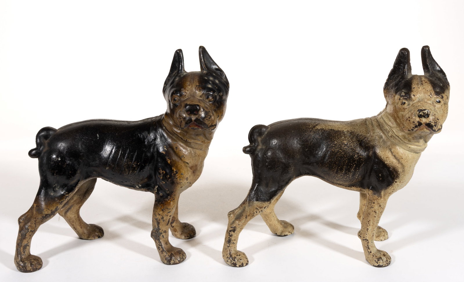 AMERICAN CAST-IRON FIGURAL BOSTON TERRIER DOORSTOPS, LOT OF TWO (1 of 2)