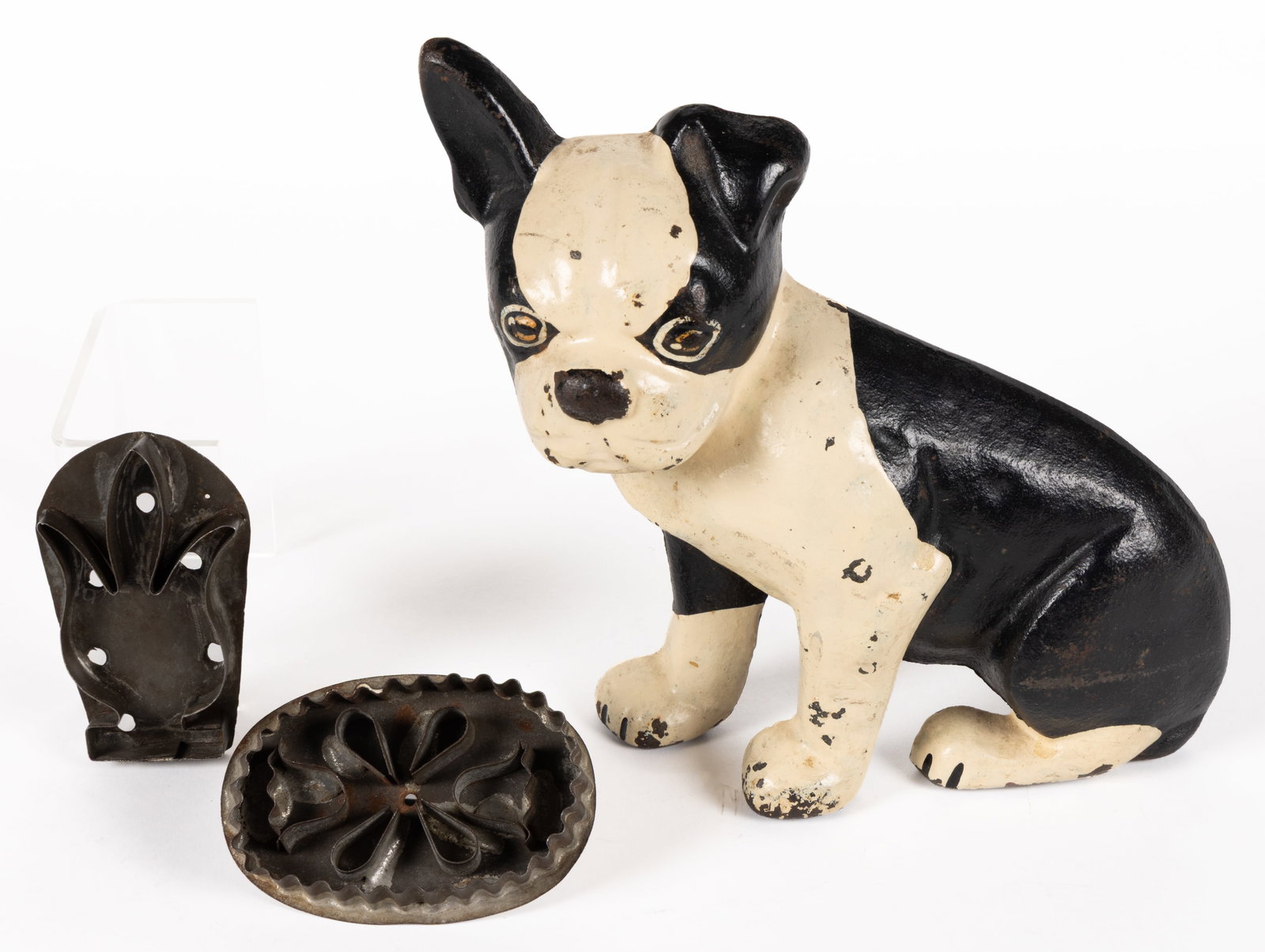 ASSORTED CAST- AND SHEET-IRON DECORATIVE AND DOMESTIC ARTICLES, LOT OF THREE (1 of 2)