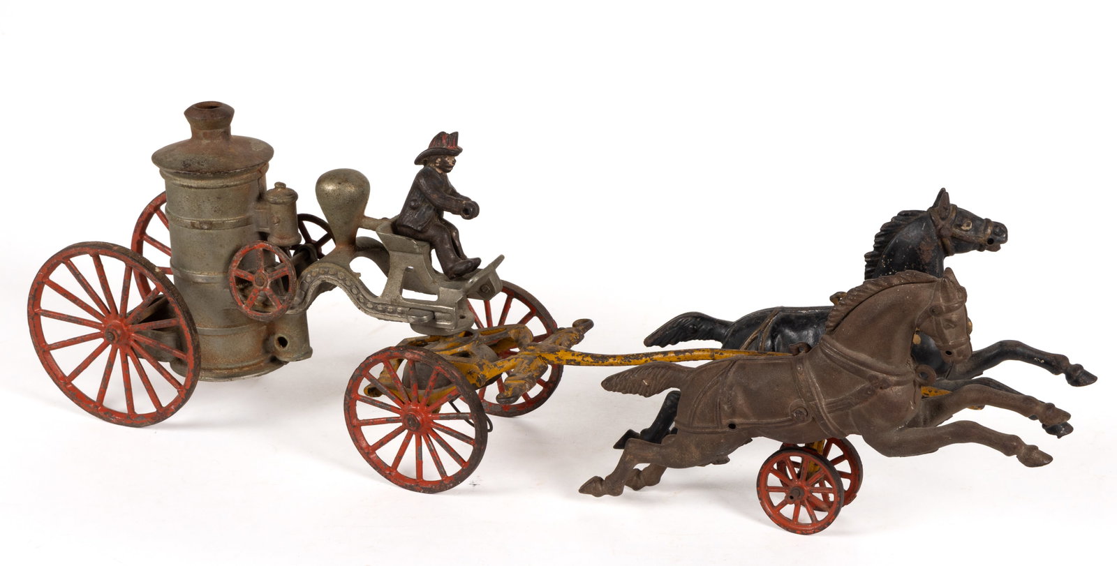 AMERICAN CAST-IRON HORSE-DRAWN FIRE PUMPER BELL TOY (1 of 2)