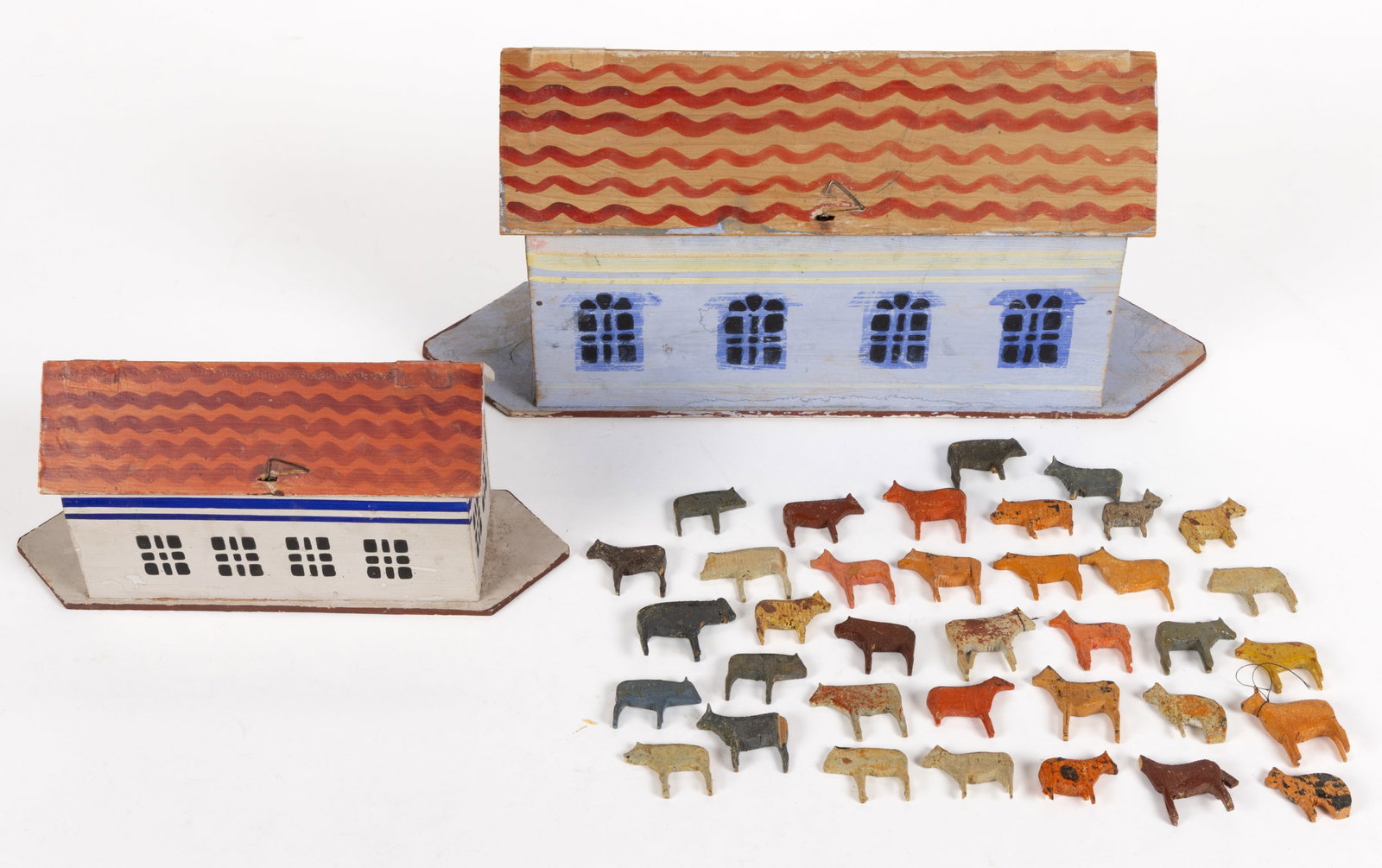 GERMAN PAINTED NOAH'S ARKS AND ANIMALS, LOT OF 38 (1 of 4)