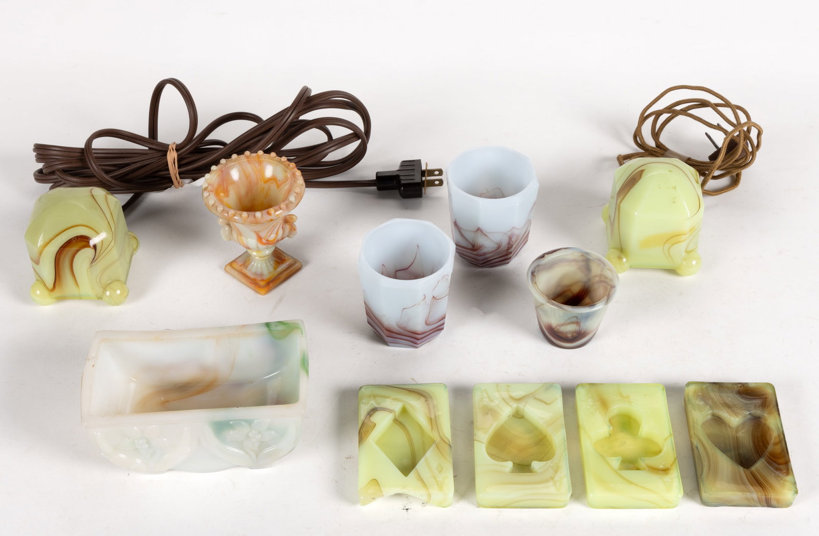 ASSORTED AKRO AGATE SLAG GLASS ARTICLES, LOT OF 11 (1 of 1)