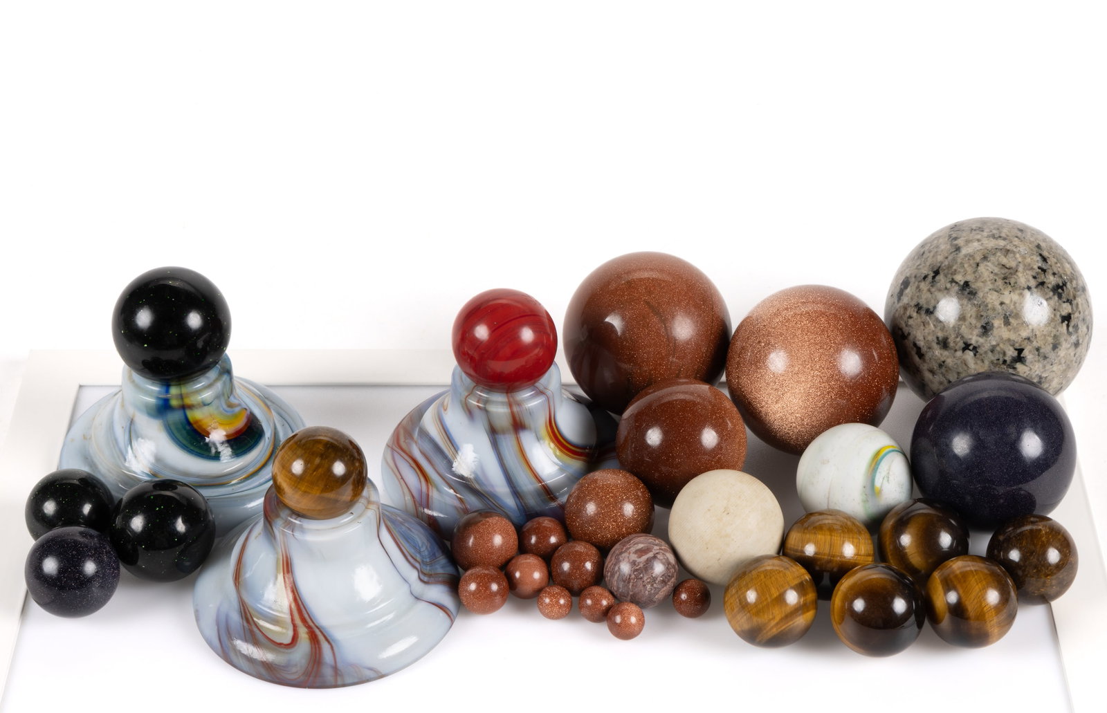 ASSORTED GLASS MARBLES AND OTHER ARTICLES, LOT OF 30 (1 of 1)
