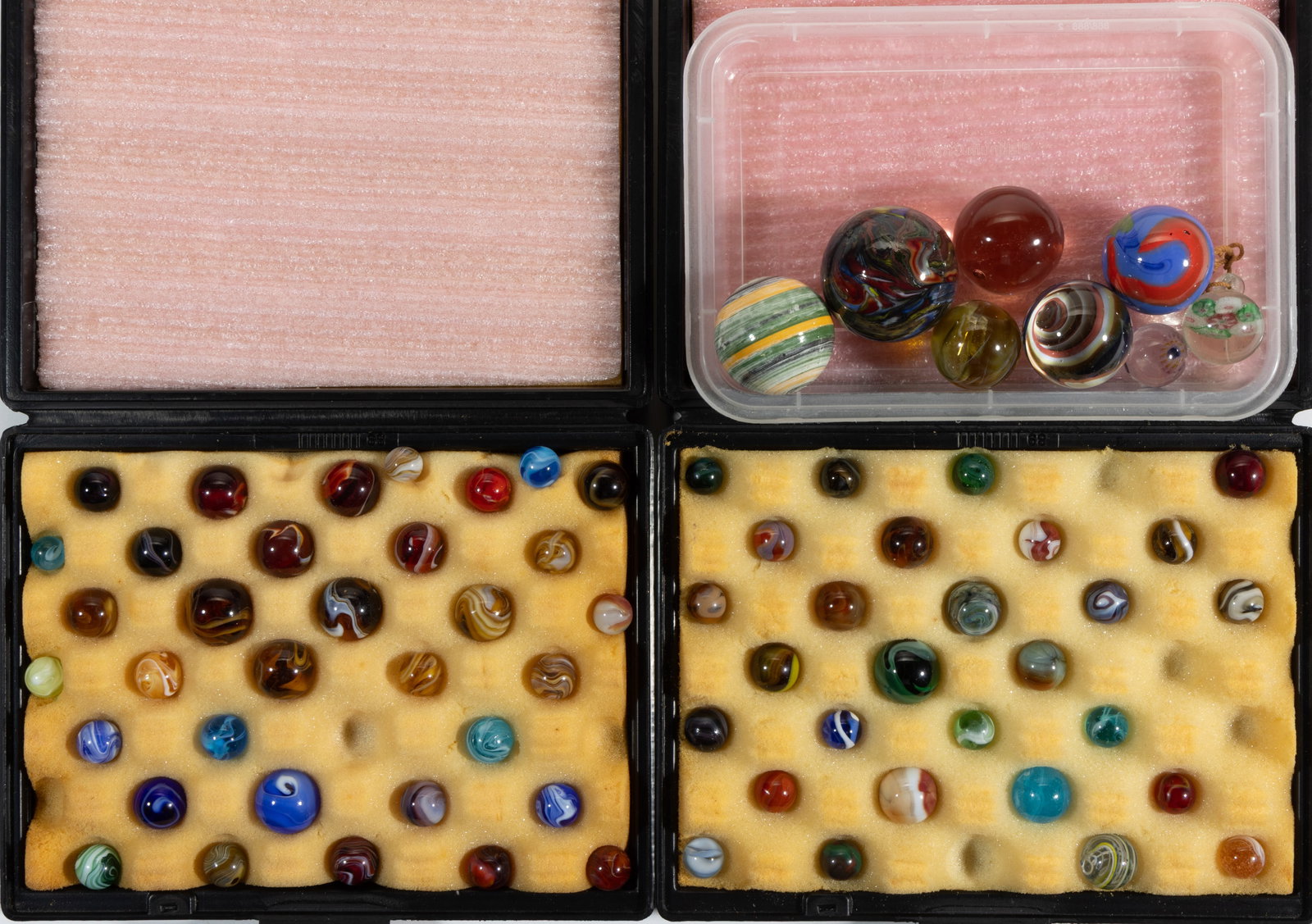 ASSORTED CONTEMPORARY GLASS MARBLES, LOT OF 70 (1 of 4)