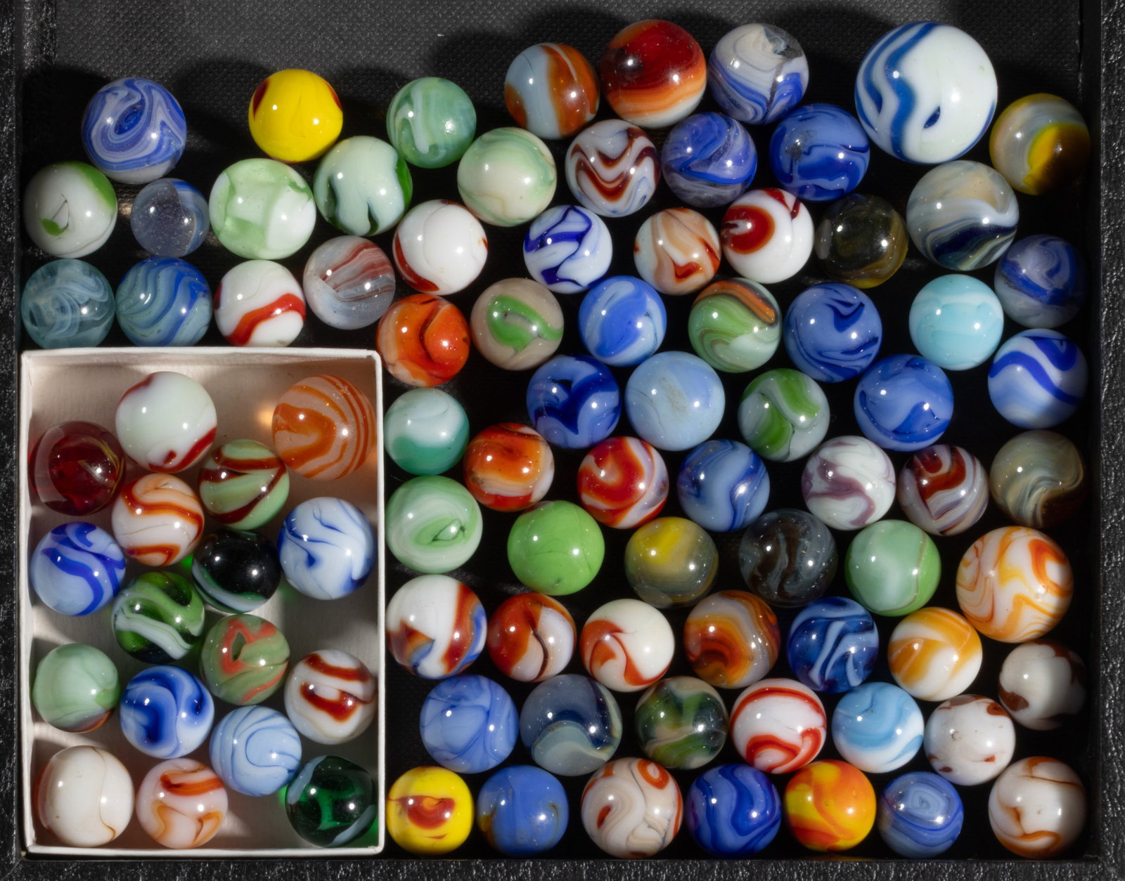 ASSORTED GLASS MACHINE-MADE MARBLES, LOT OF 88 (1 of 1)