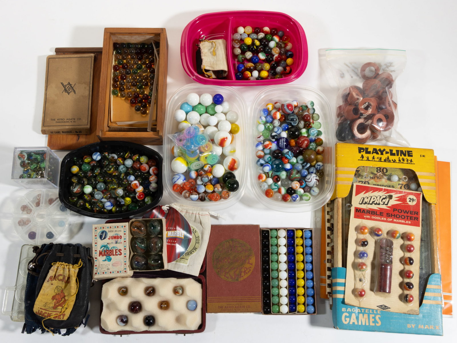 ASSORTED GLASS MARBLES AND OTHER ARTICLES, UNCOUNTED LOT (1 of 4)