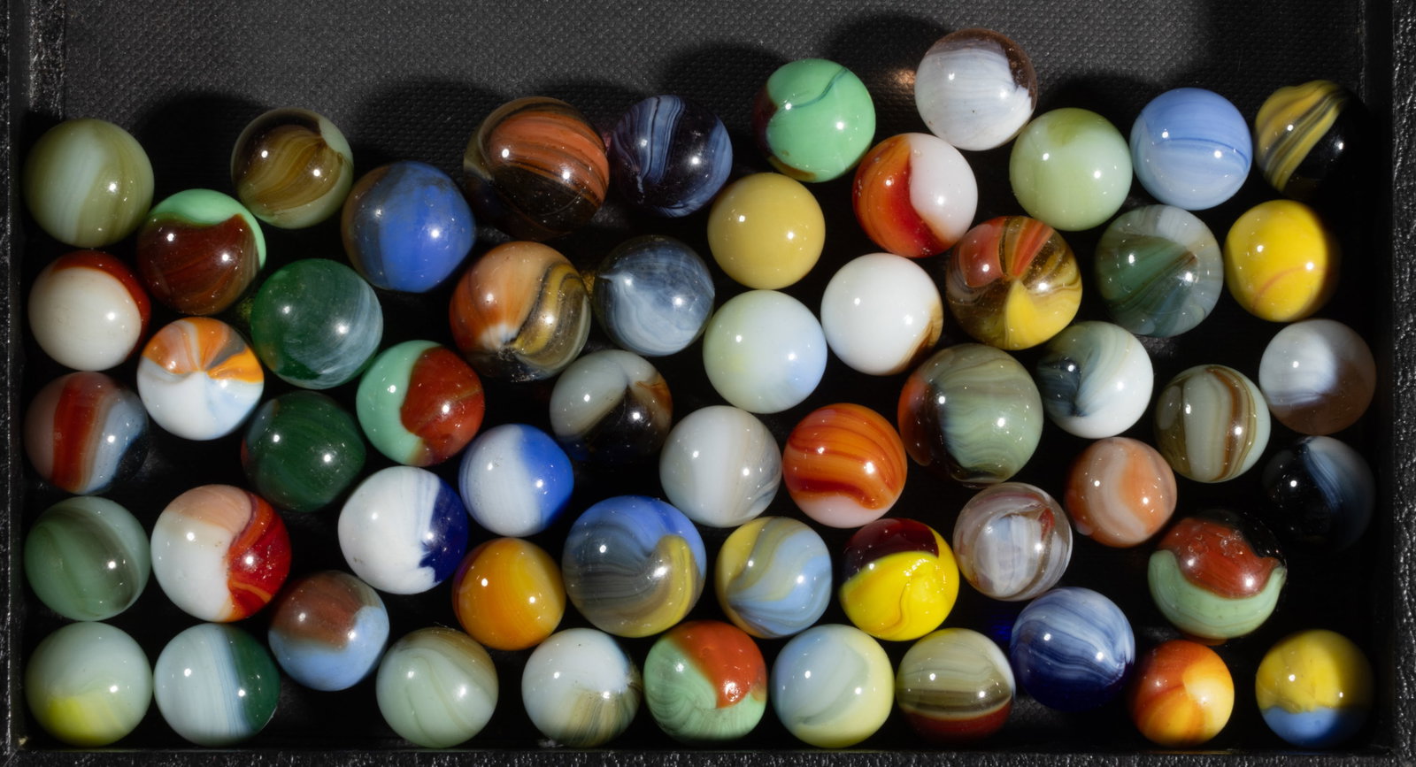 ASSORTED MASTER MARBLE MACHINE-MADE MARBLES, LOT OF 56 (1 of 1)