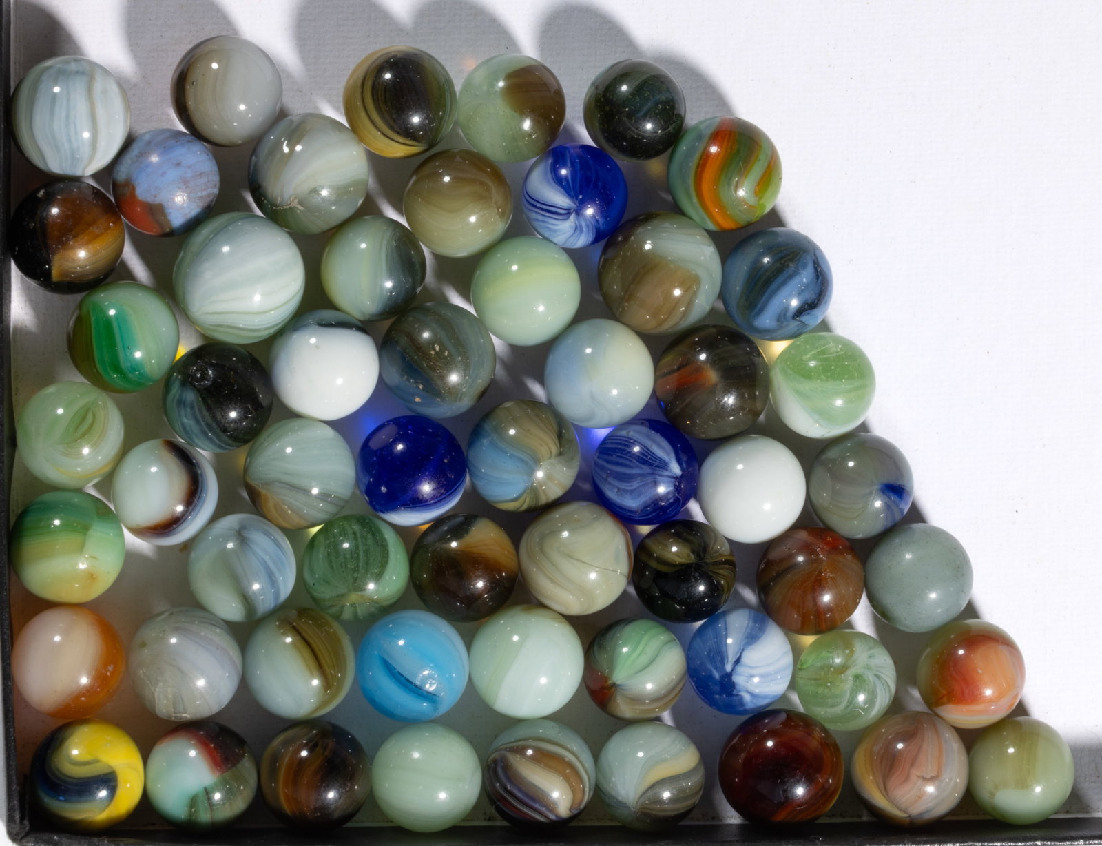 ASSORTED MASTER MARBLE MACHINE-MADE MARBLES, LOT OF 57 (1 of 1)