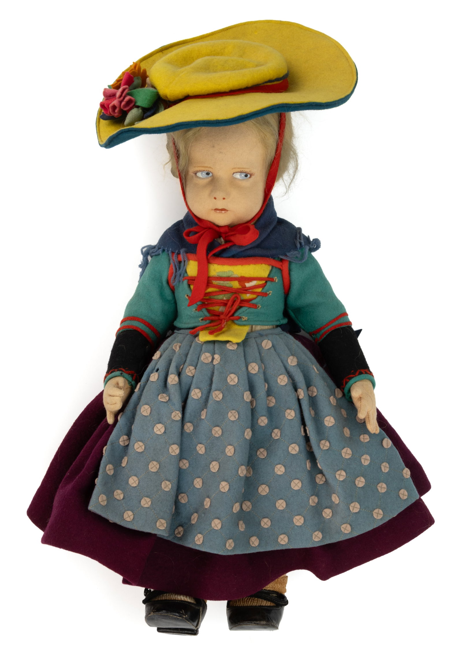 ITALIAN LENCI "SERIES 300" ATTRIBUTED CLOTH AND FELT GIRL DOLL (1 of 5)