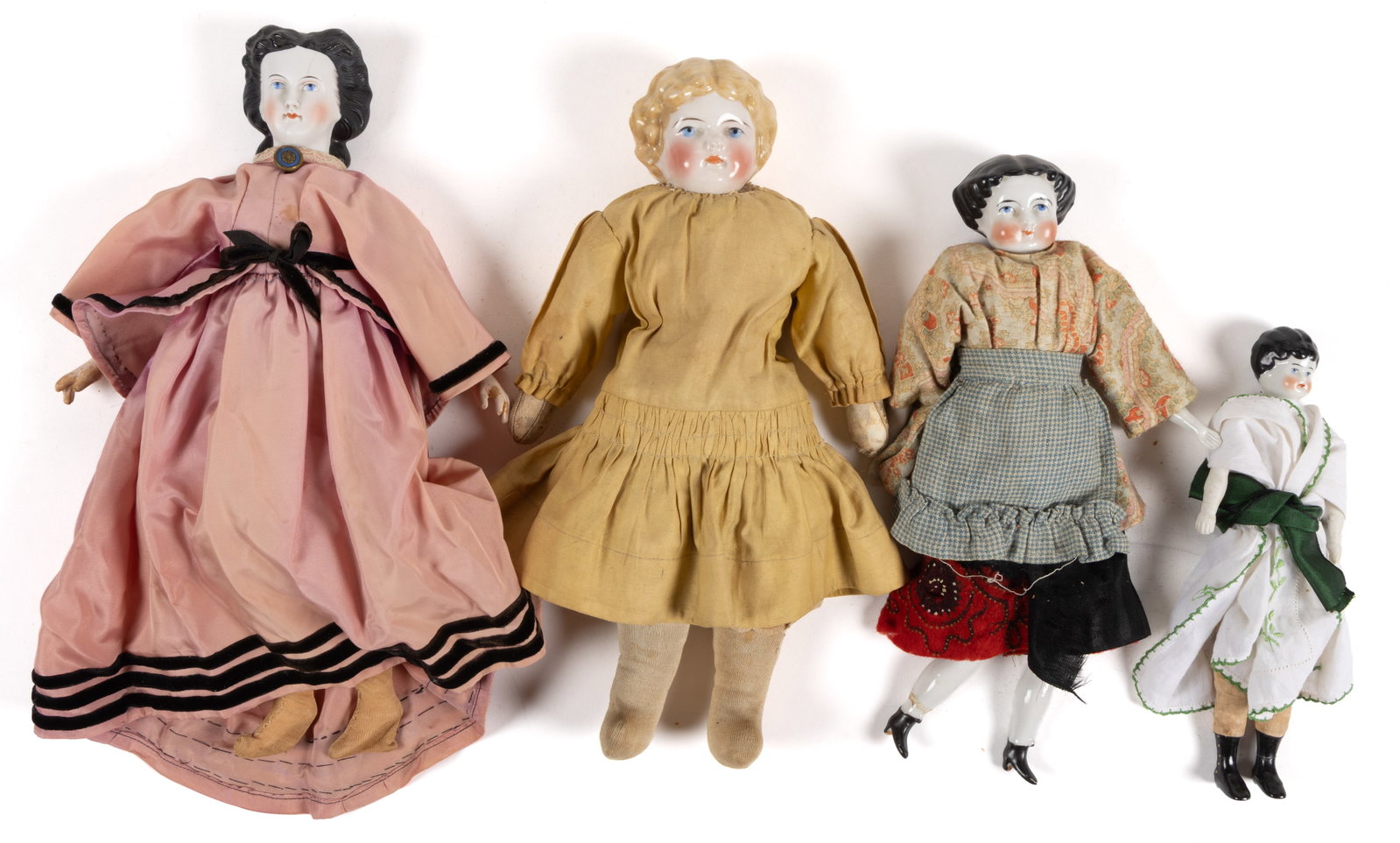 ASSORTED GERMAN CHINA HEAD DOLLS, LOT OF FOUR (1 of 2)