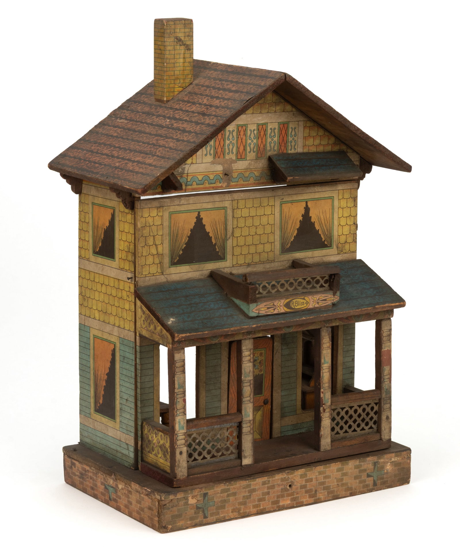 VICTORIAN R. BLISS CO. LITHOGRAPHED PAPER ON WOOD DOLLHOUSE (1 of 3)